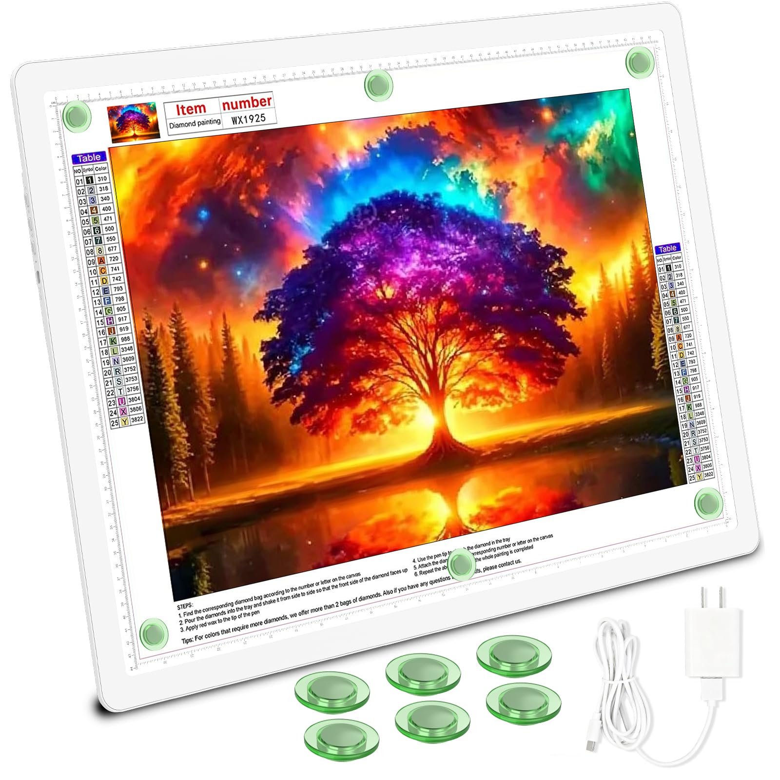 TOHETO Rechargeable A3 Light Board with Stand, Bag, Super Bright Magnetic Light Pad with Side Buttons, Wireless Light Box for Tr