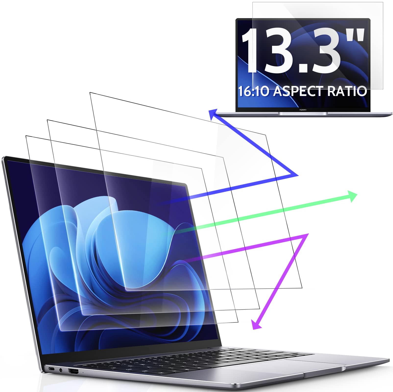 3 Pcs Anti Blue Light Screen Protector For Laptop 13.4''/13.3'' 16:10, 13In Computer Monitor Glare Filter Uv Blocker Shield Cove