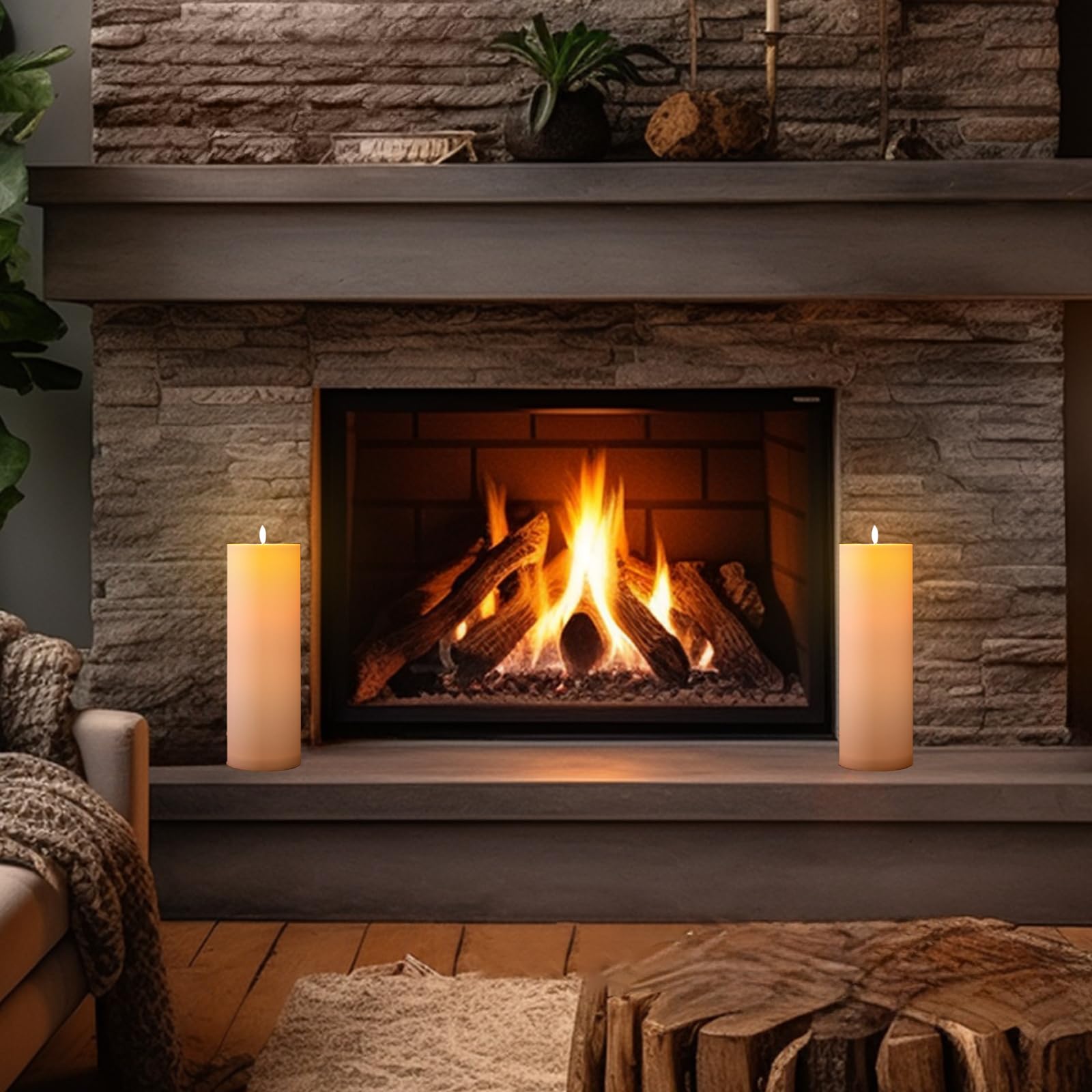 5Plots 4'' X 12'' Waterproof Outdoor Flameless Candles Battery Operated Led Large Pillar Candles With Remote And Timer For Indoo