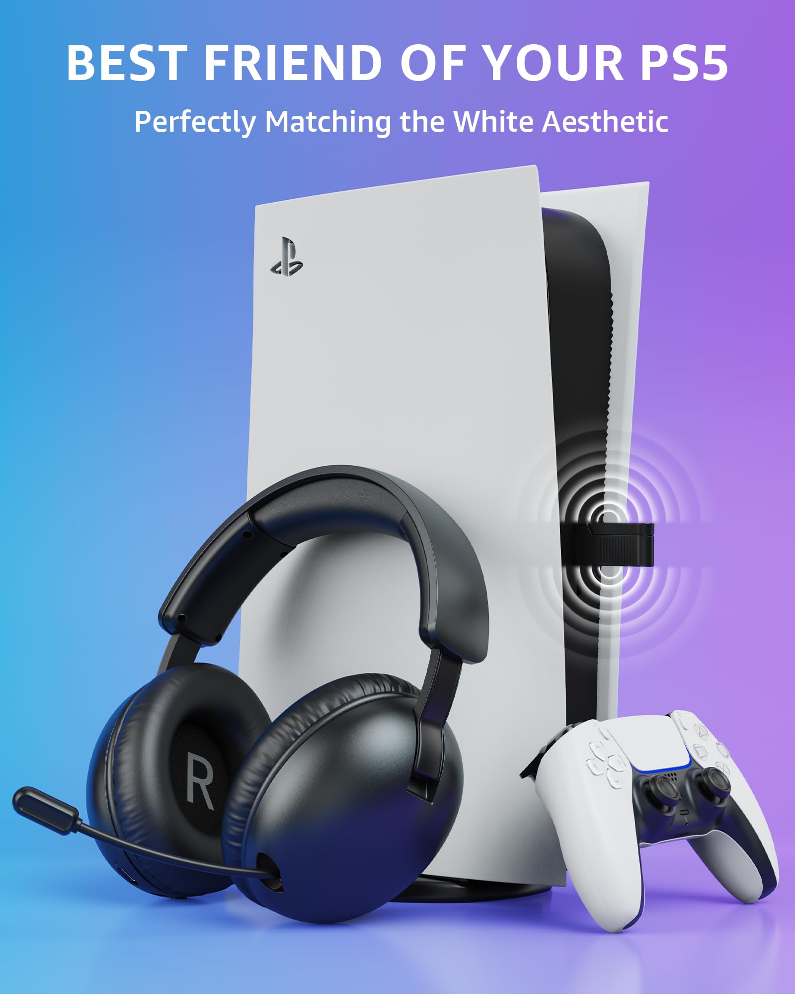 Oputik Wireless Gaming Headset With Mic For Pc Ps4 Ps5,2.4Ghz/Bluetooth Gamer Headphones With Noise Canceling Microphone For Pla