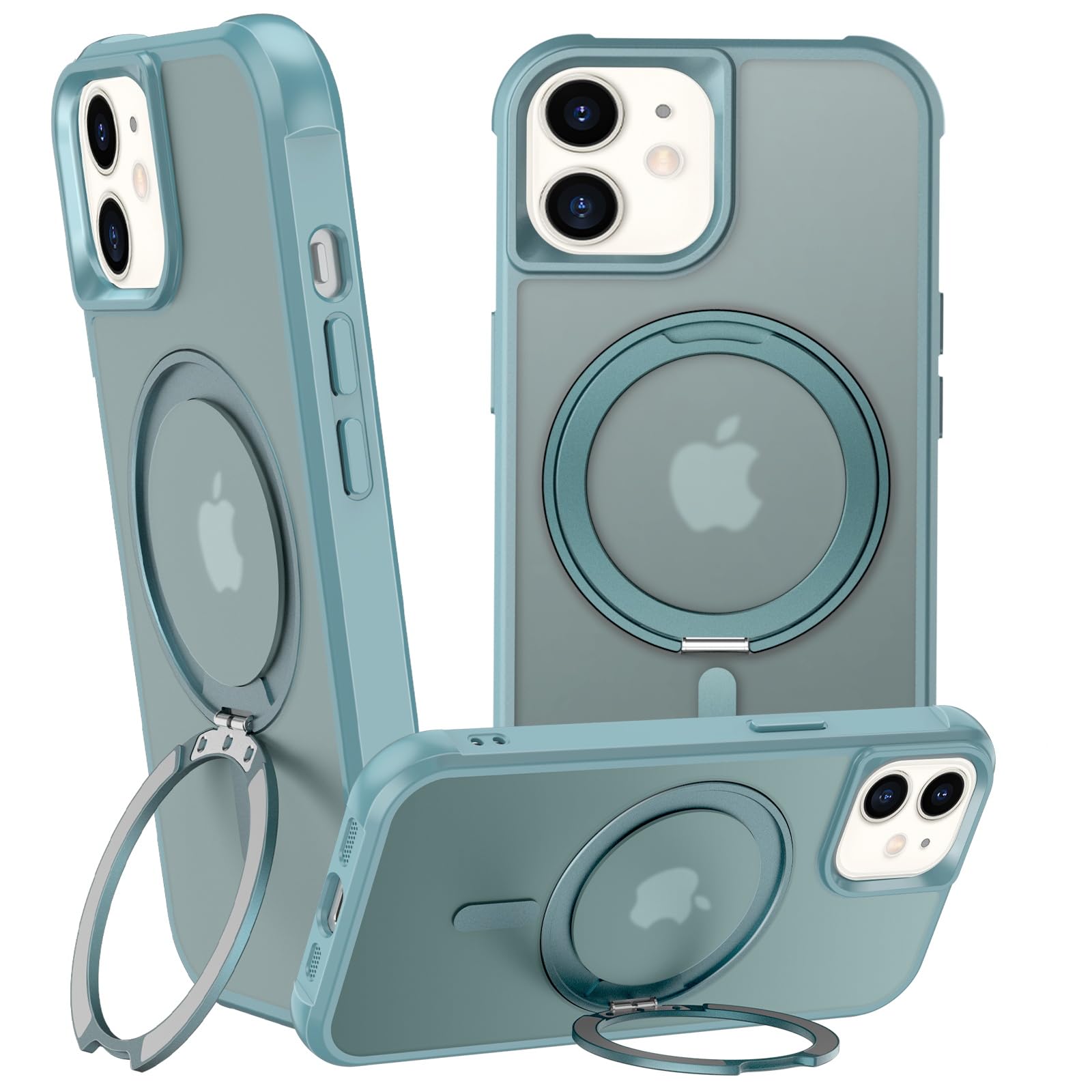 ZHOGTNEG 360 Magnetic Swivel Ring for iPhone 15 pro case, Built-in Metal Stand and Ring Holder, Magsafe Compatible, Military Gra