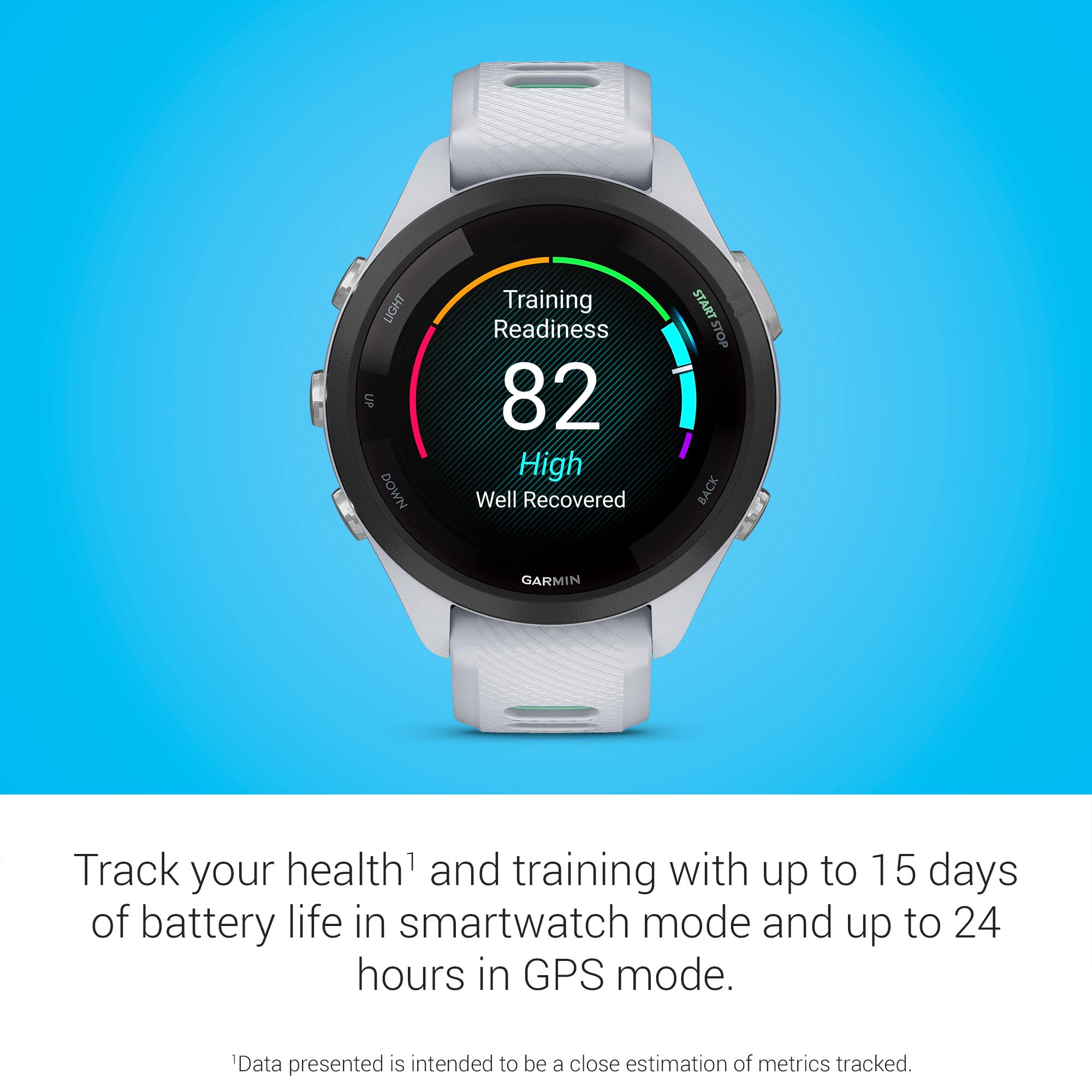 Garmin Forerunner 265S Running Smartwatch, Colorful Amoled Display, Training Metrics And Recovery Insights, Whitestone And Neo T