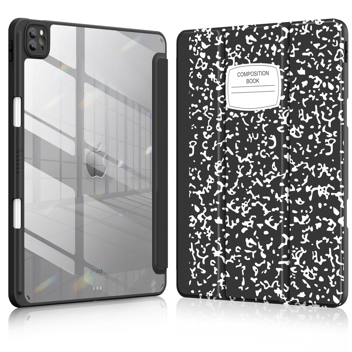 Soke Case For Ipad Air 13 M2 2024/Pro 12.9 (6Th/5Th/4Th Generation, 2022/2021/2020)   Pencil Holder+Auto Sleep/Wake+Camera Protection, Shockproof Back Cover For Ipad Pro 12.9 Inch,Book Black