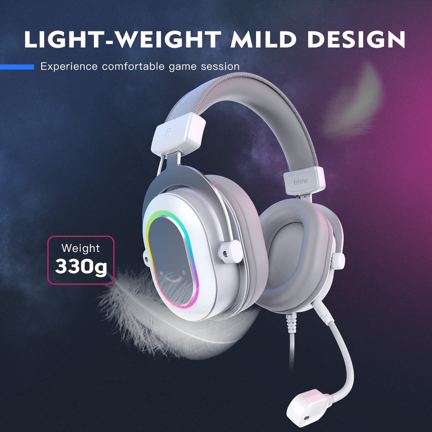 Fifine Usb Gaming Headset, Pc Headphones Wired With Microphone For Computer/Laptop, Over-Ear Rgb Headset With 7.1 Surround Sound