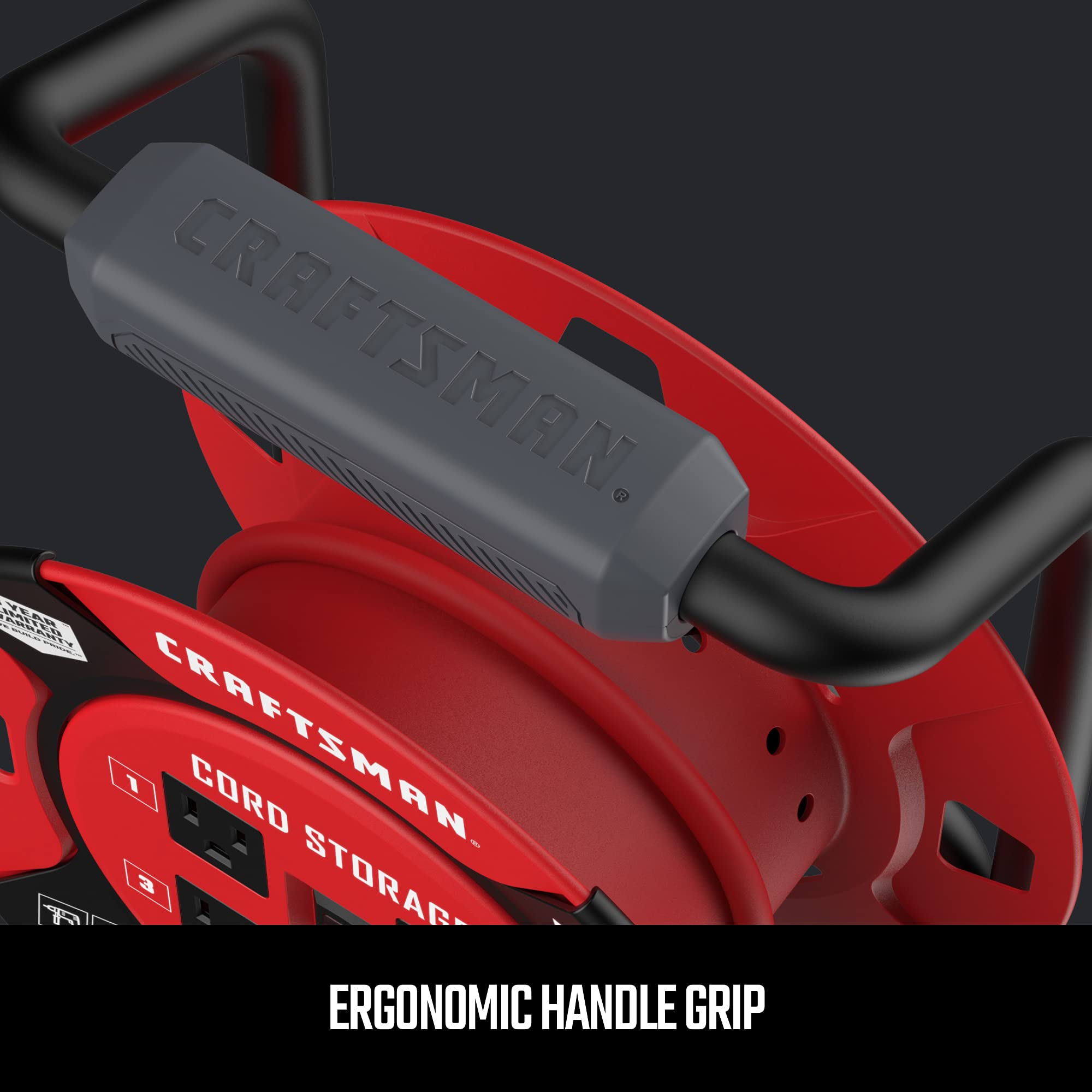Craftsman Retractable Extension Cord Reel 1 Ft. With 4 Outlets, Cable Management & Heavy Duty 14Awg Sjtw Cable