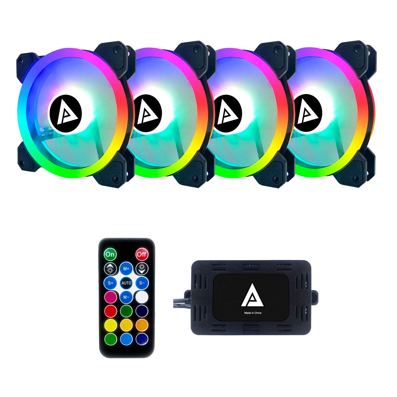 Apevia Tl4 Rgb Twilight 120Mm Silent Dual Ring Rgb Color Changing Led Fan For Gaming With Remote Control, 28X Leds & 8X Anti Vib