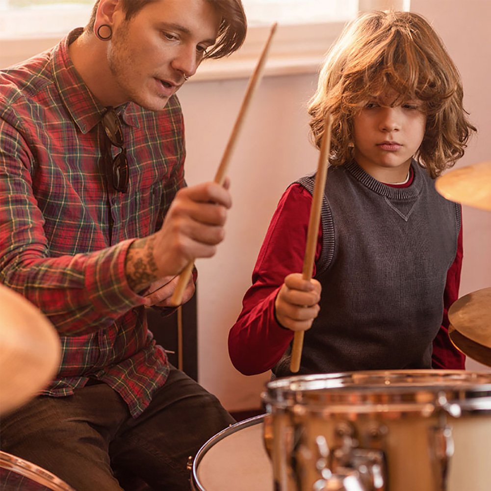 Tbrand Drum Sticks 1 Pair 5A Maple Wood Drum Sticks,1 Pair Retractable Drum Wire Brushes And 1 Pair Rods Drum Brushes Set For Ki