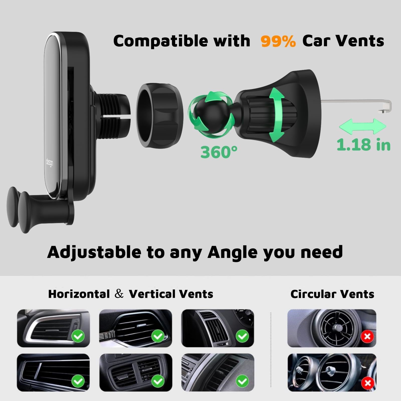 Nijizs Phone Holders For Your Car With Metal Hook Clip, Hands-Free Car Phone Holder, Air Vent Cell Phone Car Mount Fit For Iphon