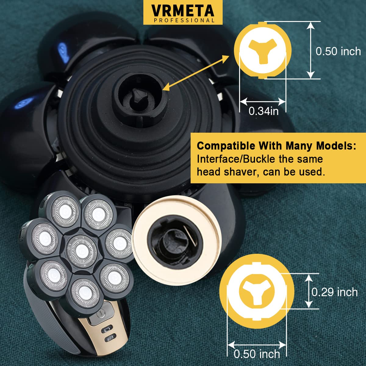 Vrmeta Head Shaver Replacement Heads Floating Shaver Blades 8D Sharp Stainless Steel Men'S Electric Shaver Replacement Heads For