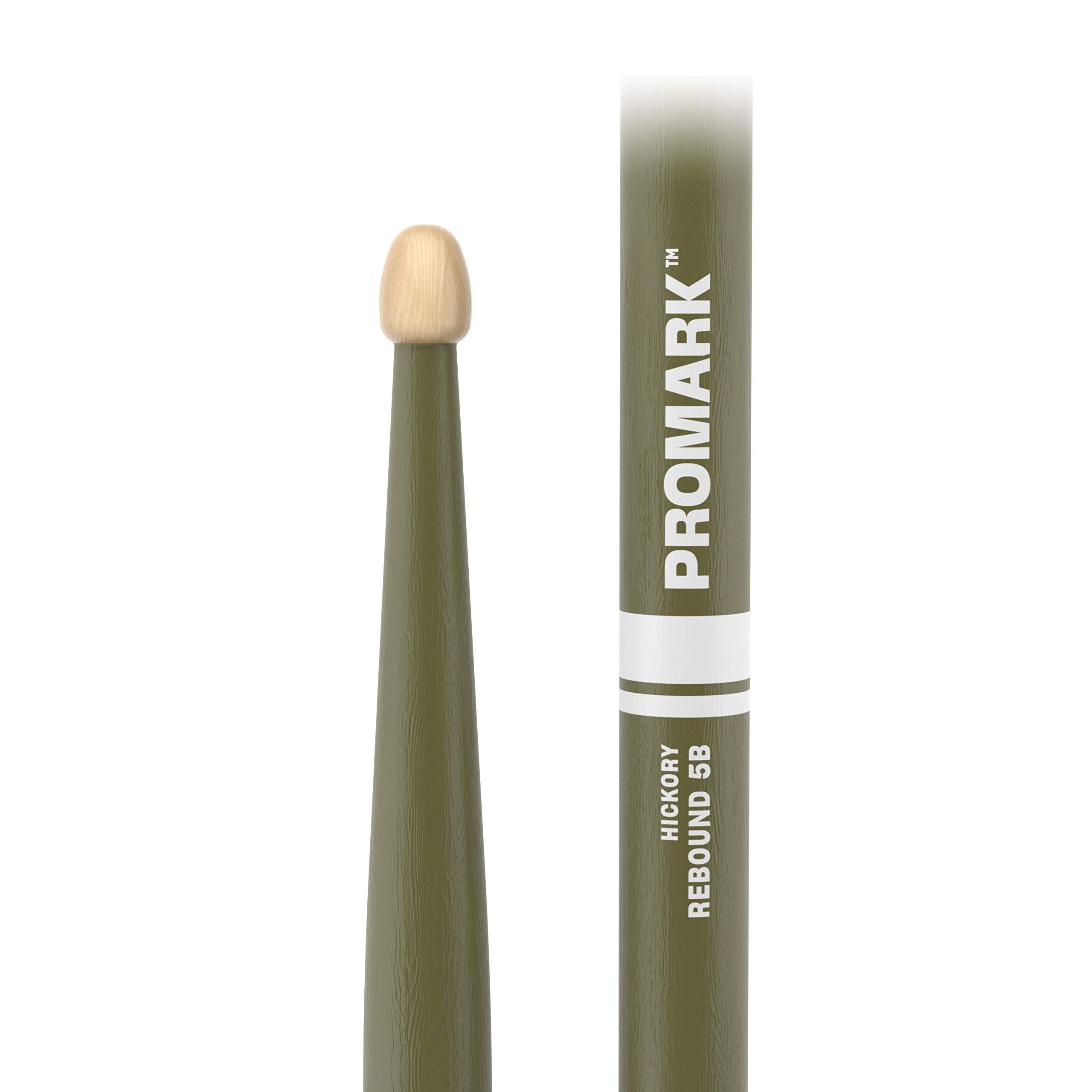 Promark American Hickory Rebound 5B Drumsticks, Acorn Tip, Green   Single Pair