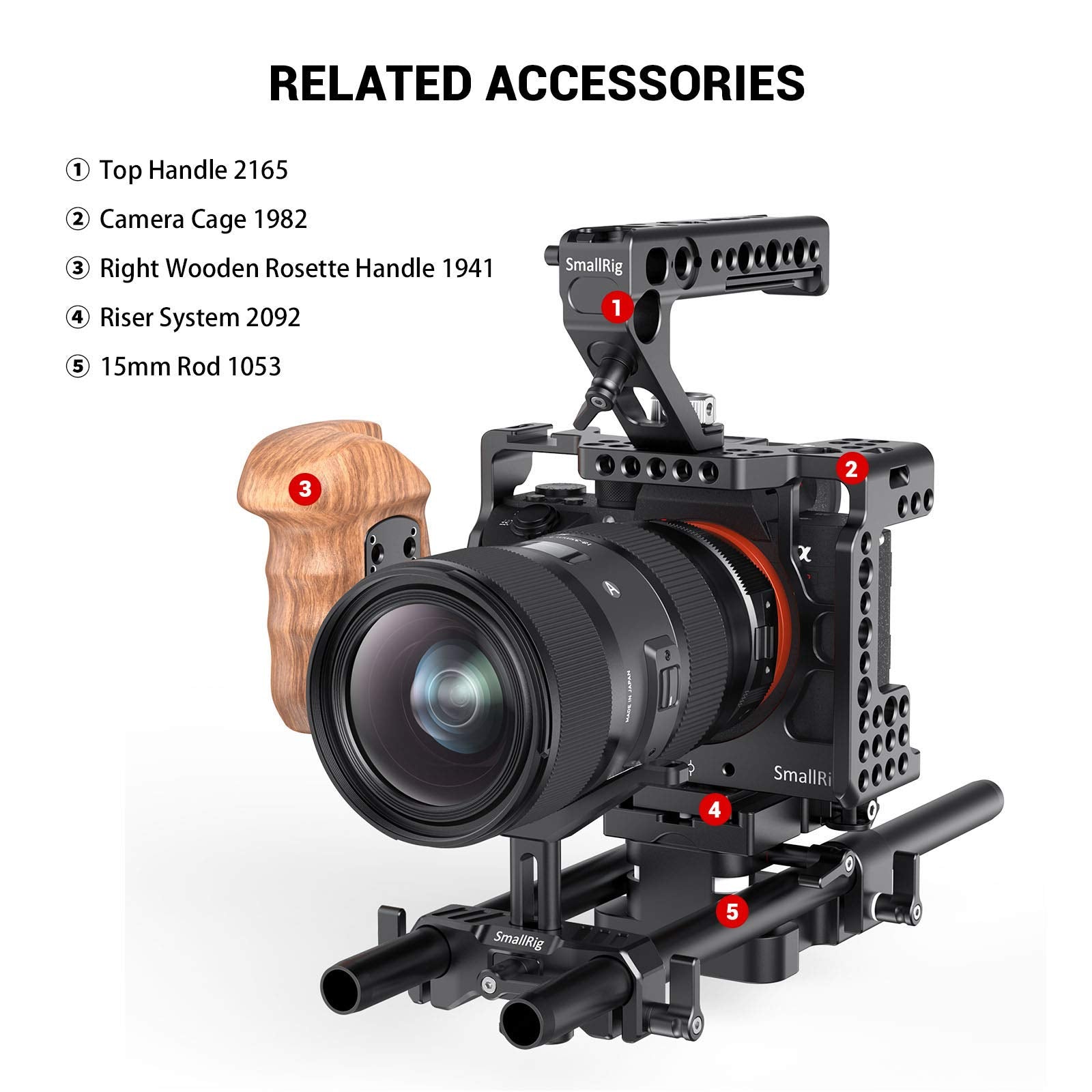 Smallrig 15Mm Long Lens Support Bracket Height Adjustable For Dslr Camera Shoulder Rig (New) - 1087