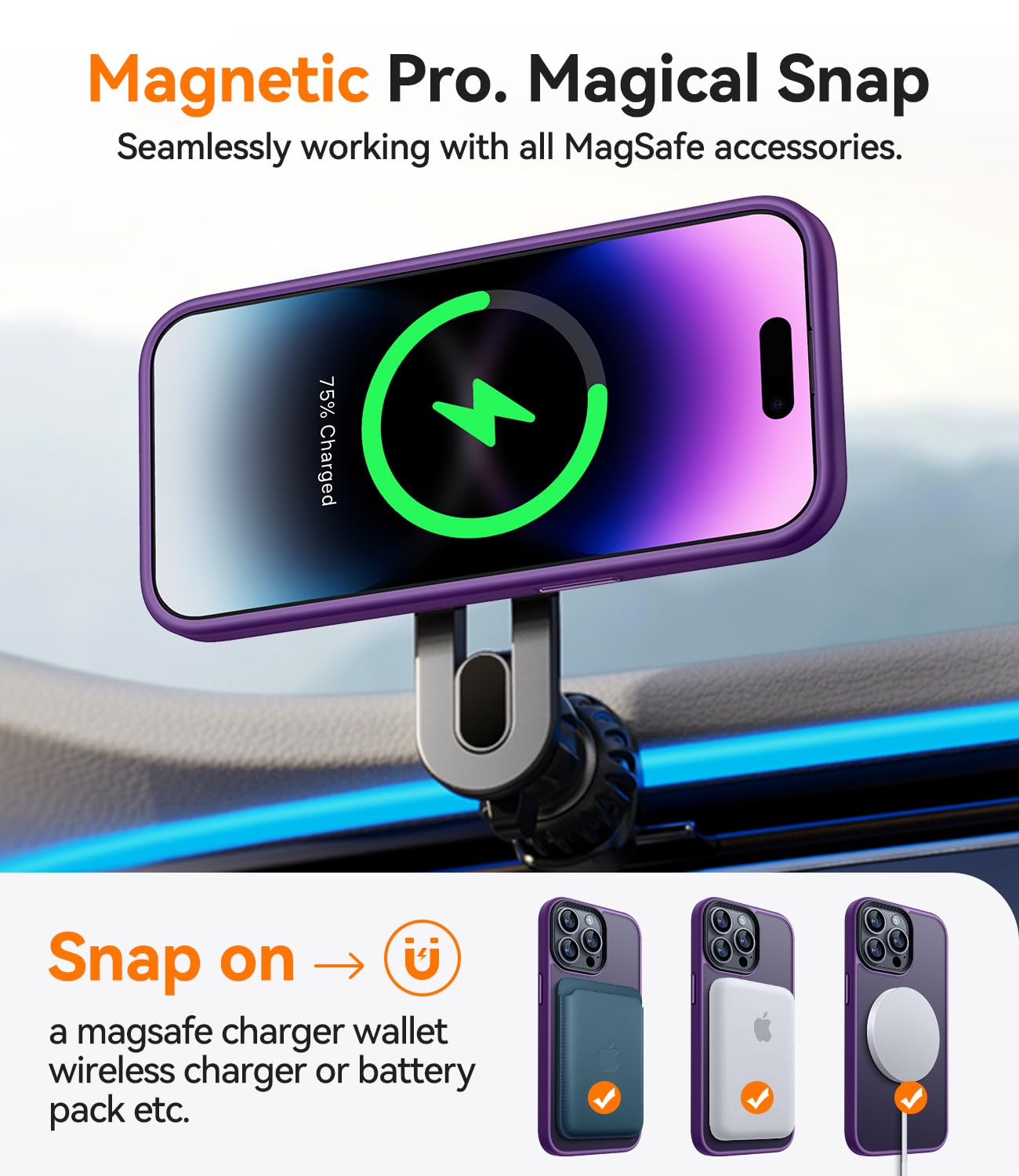 Canshn Magnetic Compatible With Magsafe Iphone 14 Pro Max Case [Translucent Matte] [Compatible With Magsafe] Slim Thin Shockproo