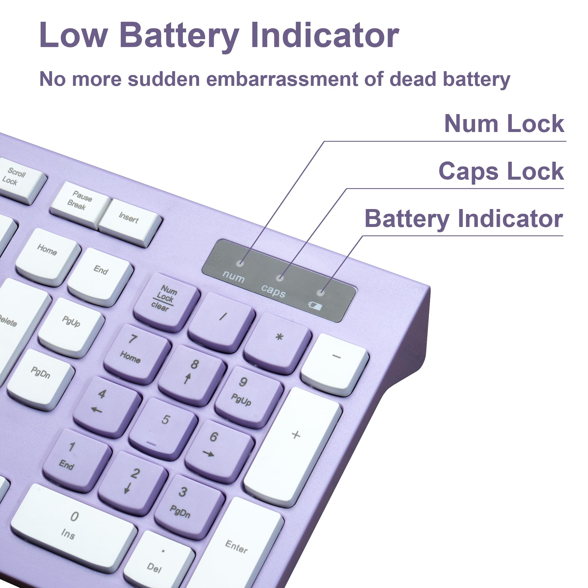Wireless Keyboard And Mouse Combo, Reccazr 8100Pro 2.4G Full Sized Keyboard And Mouse Cordless, 3 Dpi Adjustable Mouse, Dual Sys