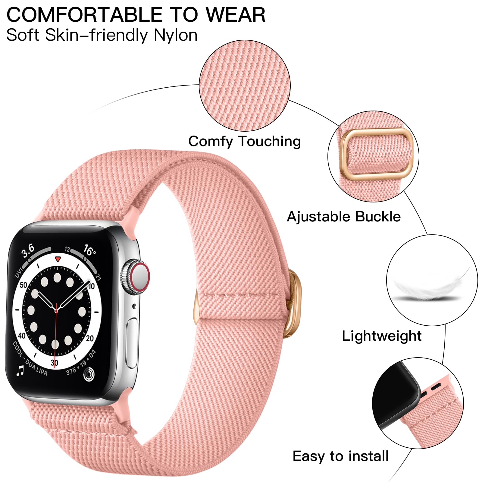 Lerobo Compatible With Apple Watch Band 44Mm Se Series 8 9 45Mm Ultra 2 Band 49Mm For Men Women Stretchy Nylon Solo Loop For Iwa