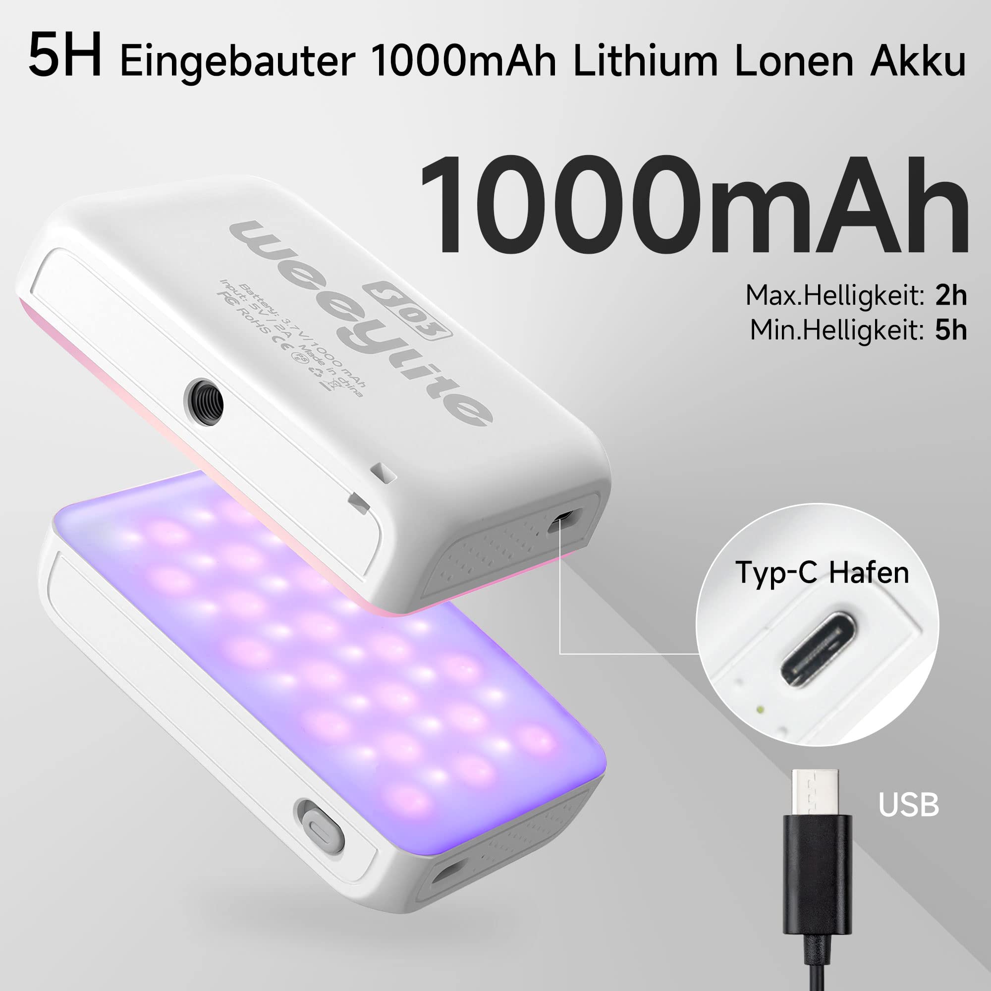 Rgb Led Video Light, 2 Packs Portable Light Panel Photography Dimmable With Desktop Tripod Stand For Dslr Camera Camcorder, High