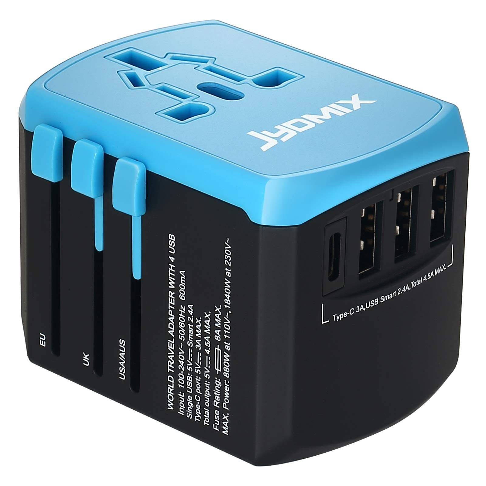 All In One Universal Usb Travel Power Adapter With 3 Usb Port And Type C International Wall Charger Worldwide Ac Power Plug 8 Pi