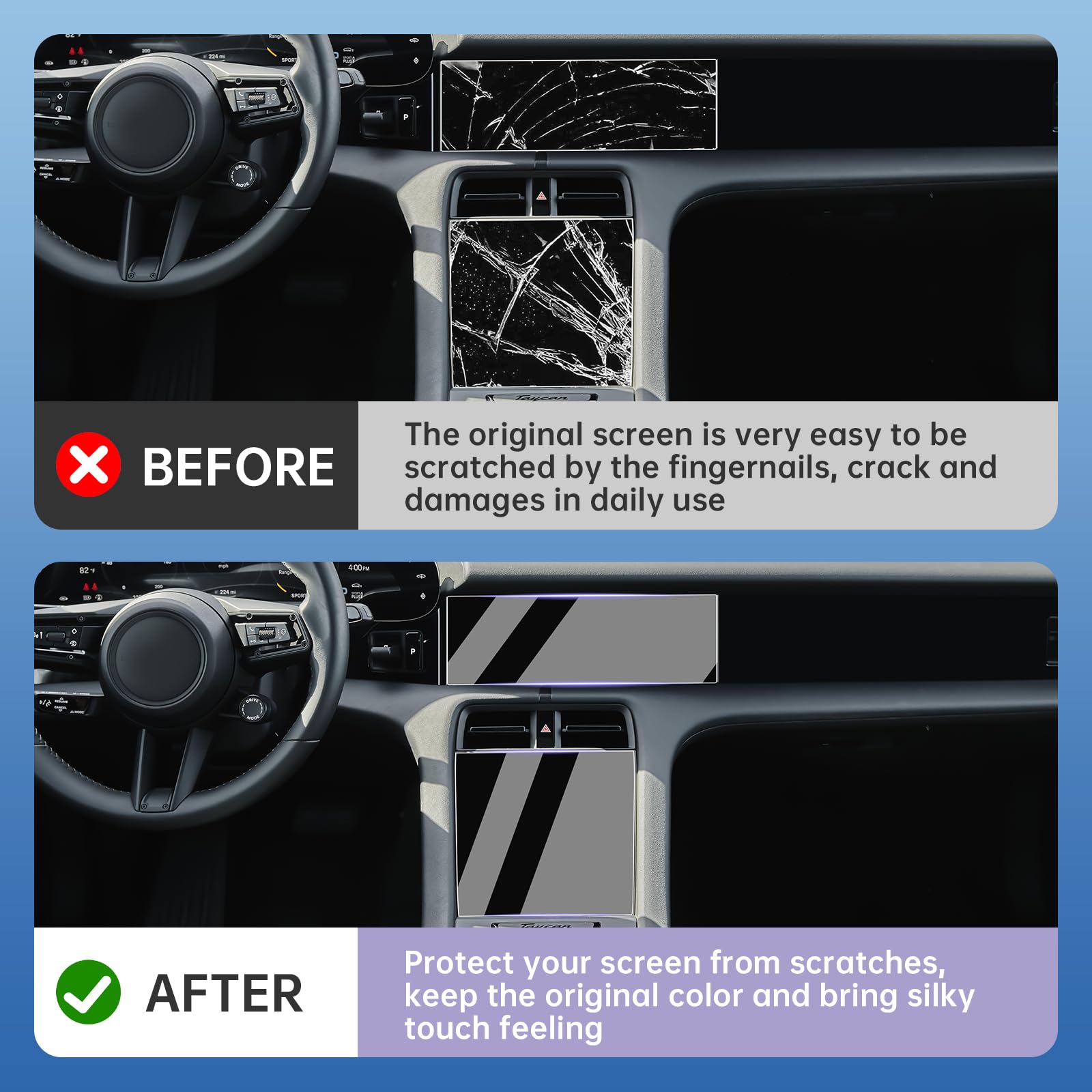 Luwu For 2024 Porsche Taycan Screen Protector,2020 2024 Taycan Front Climate Screen Protector 2024 Porsche Taycan Accessories Tpu Plastic Anti Scratch 2024 Taycan Turbo S Touchscreen Protective Film