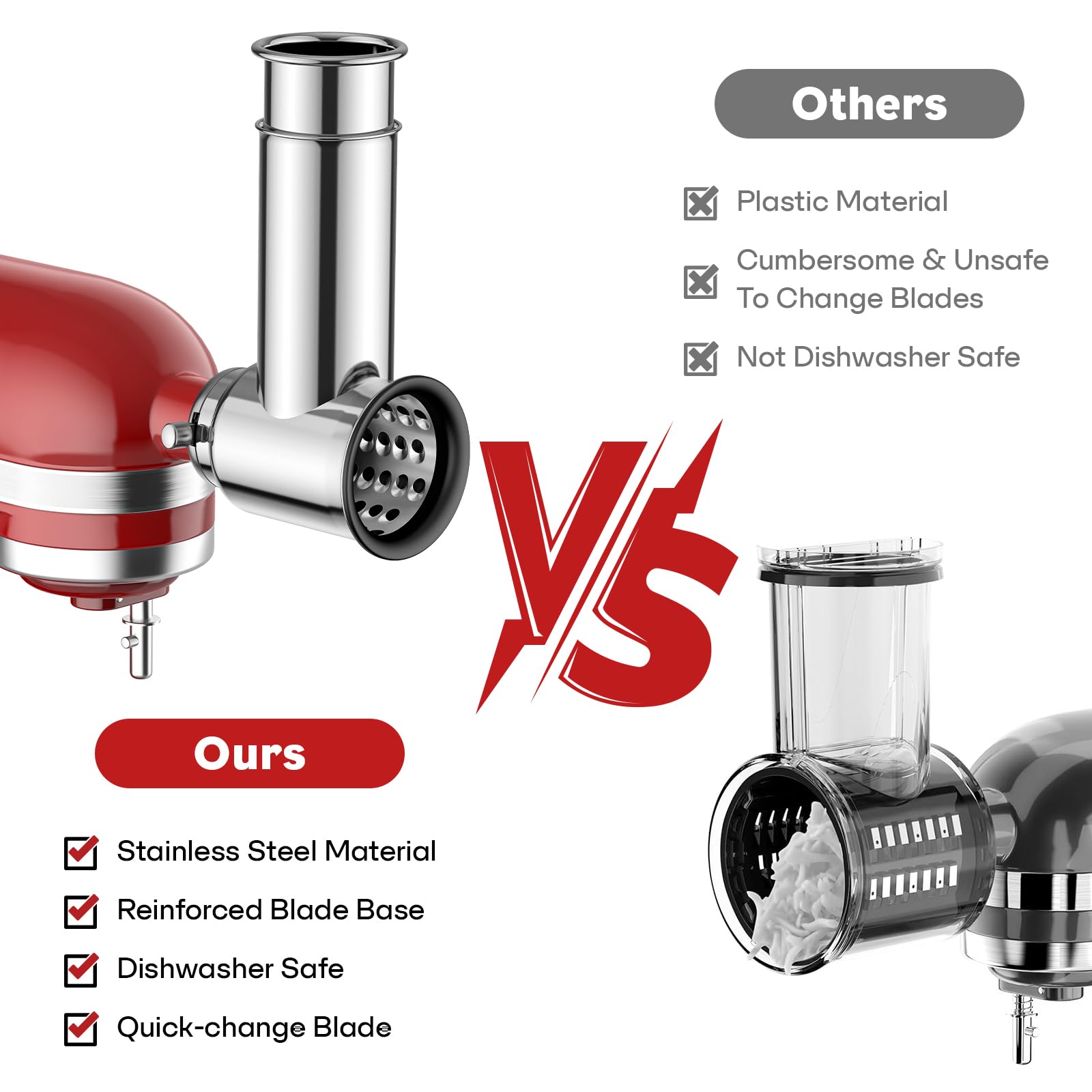 Stainless Steel Slicer Shredder Attachment For Kitchenaid Stand Mixer, Cheese Grater, Salad Maker Accessories For Kitchenaid Mix