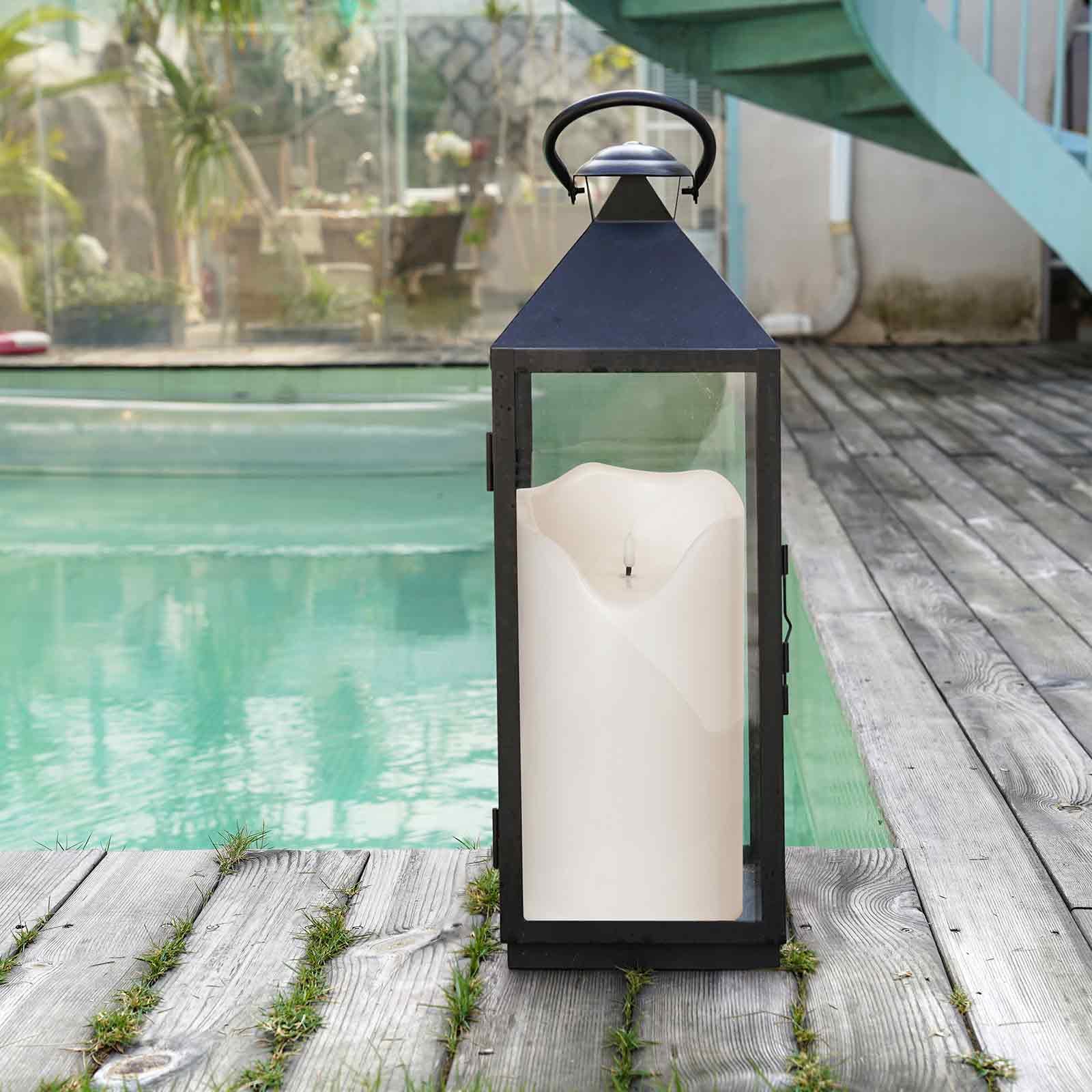 Homemory 6'' X 12'' Extra Large Outdoor Waterproof Candle With Auto 6 Hour Timer, White Plastic Made, Long Last For Months