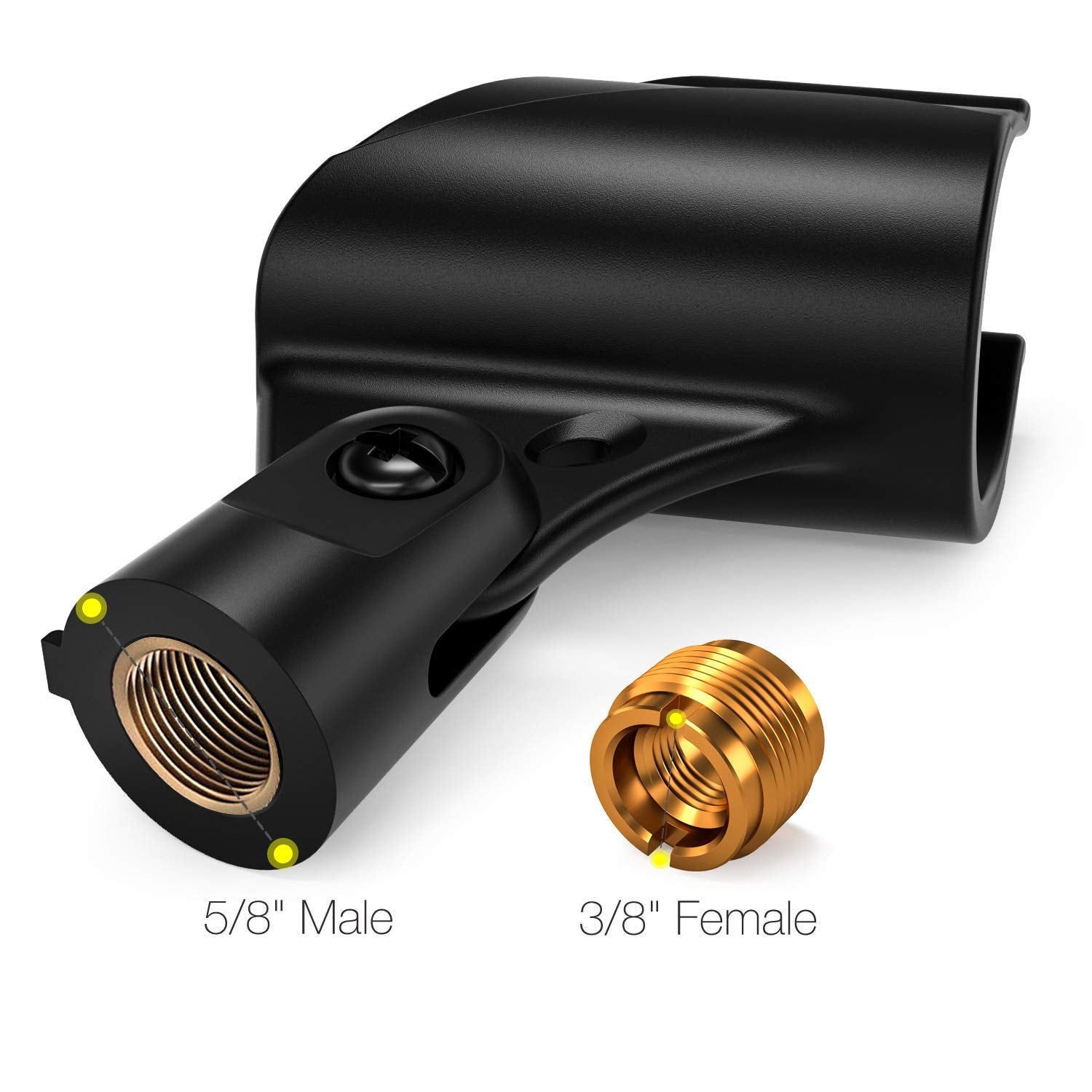 Moukey Microphone Mic Clip Holder For Mic Stand With 5/8 Male To 3/8 Female Adapter, 2-Pack