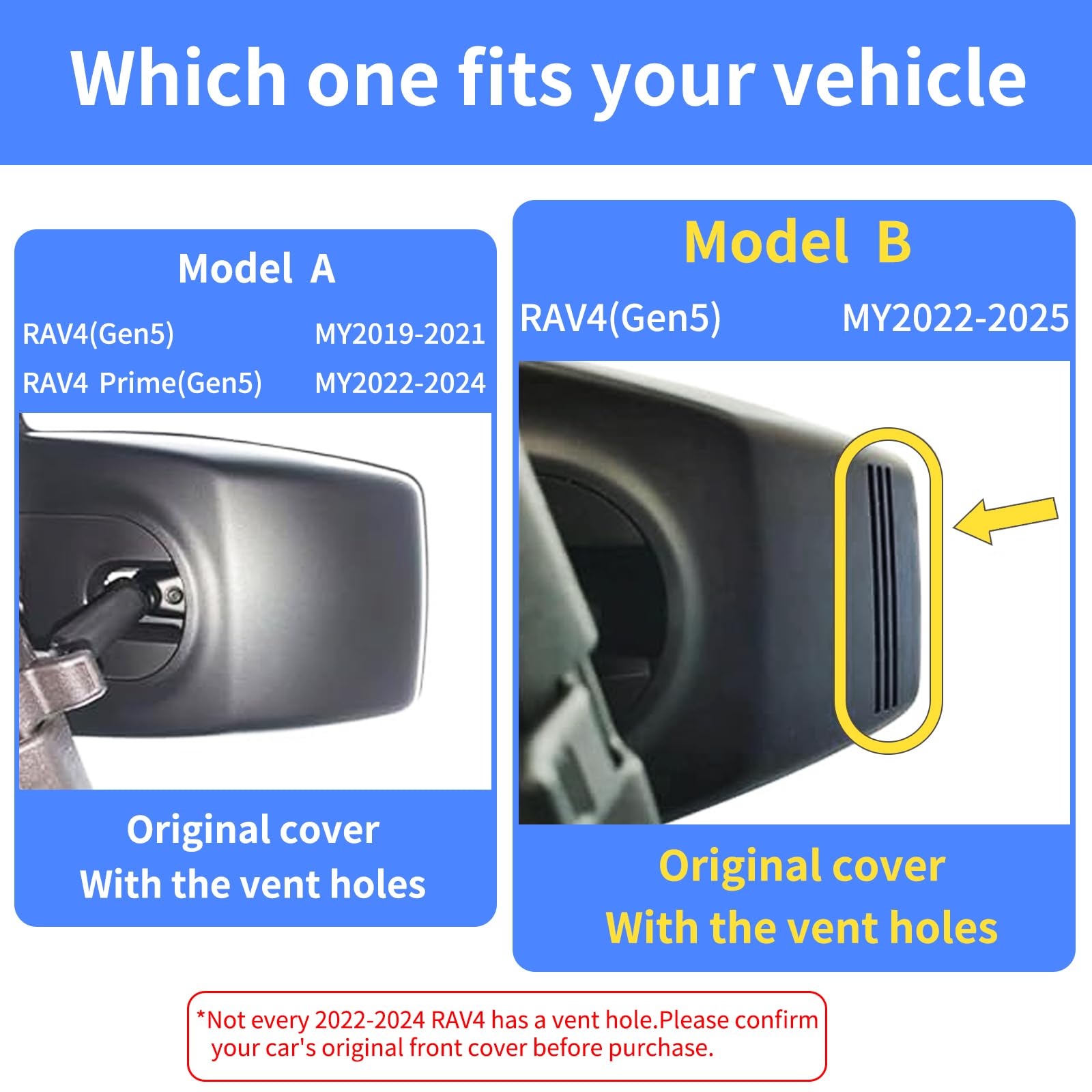 Kbsynt Front 4K Dash Cam For 2022 2023 2024 2025 Toyota Rav4 Hybrid Le Limited Se Adventure Xle Xse (Model B)(With Vent Hole),Oe