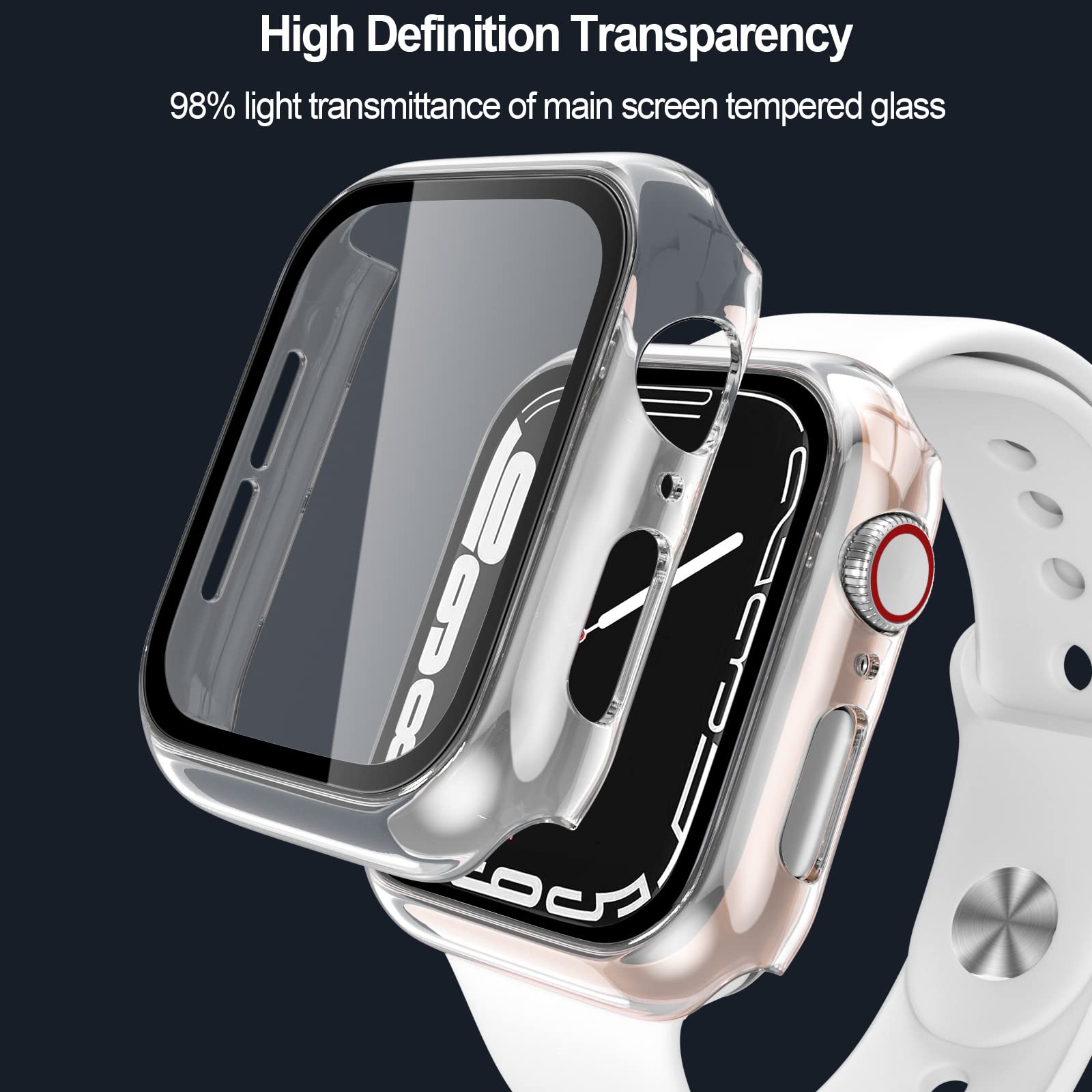 Charlam Compatible With Apple Watch Case 45Mm Series 9 8 7 With Tempered Film Screen Protector, Full Protective Hard Pc Bumper T