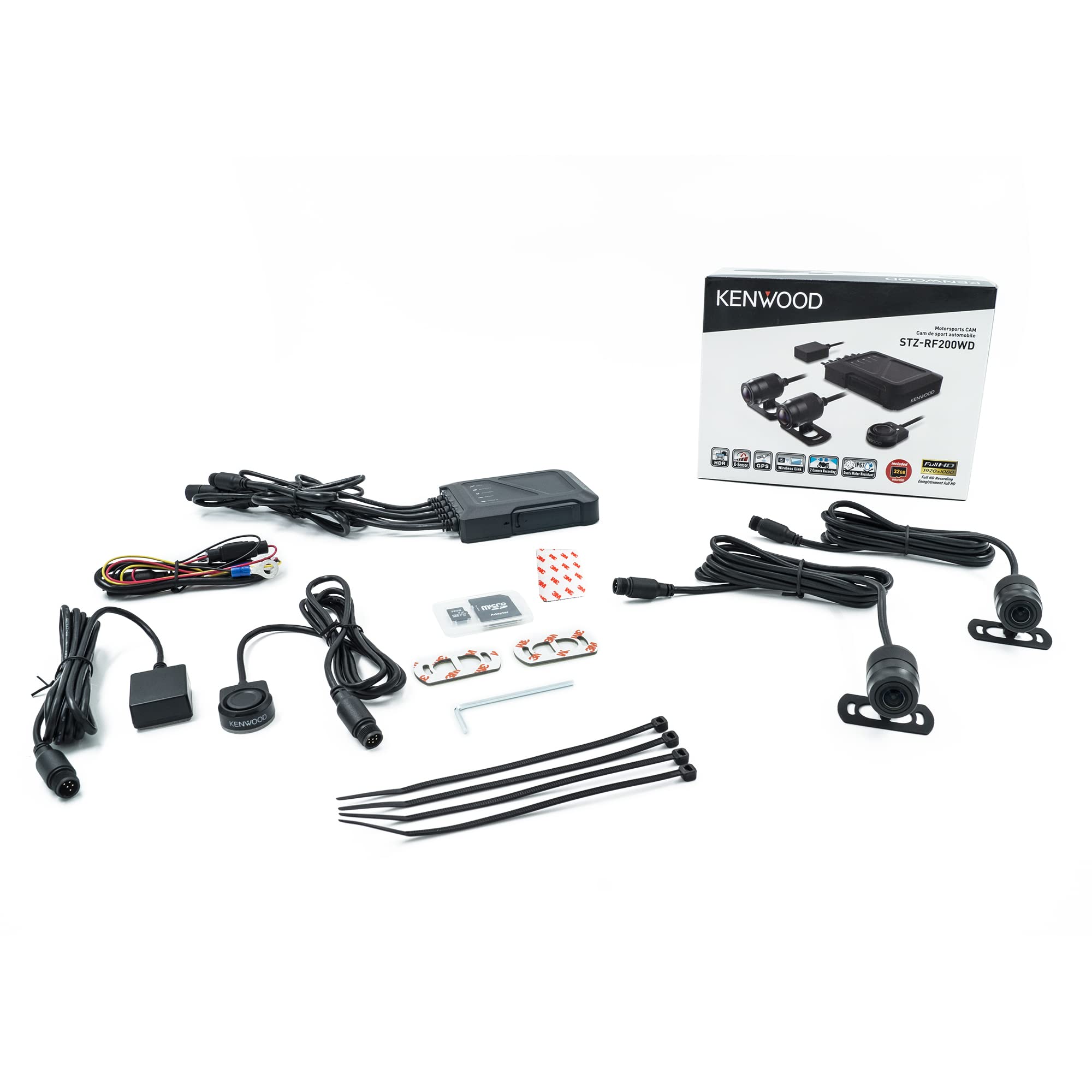 Kenwood Stz Rf200Wd Motorsports Front Two Camera 1080P Dual Dash Action Camera System   Wifi, Gps, G Sensor Loop, 32Gb Card   Pe