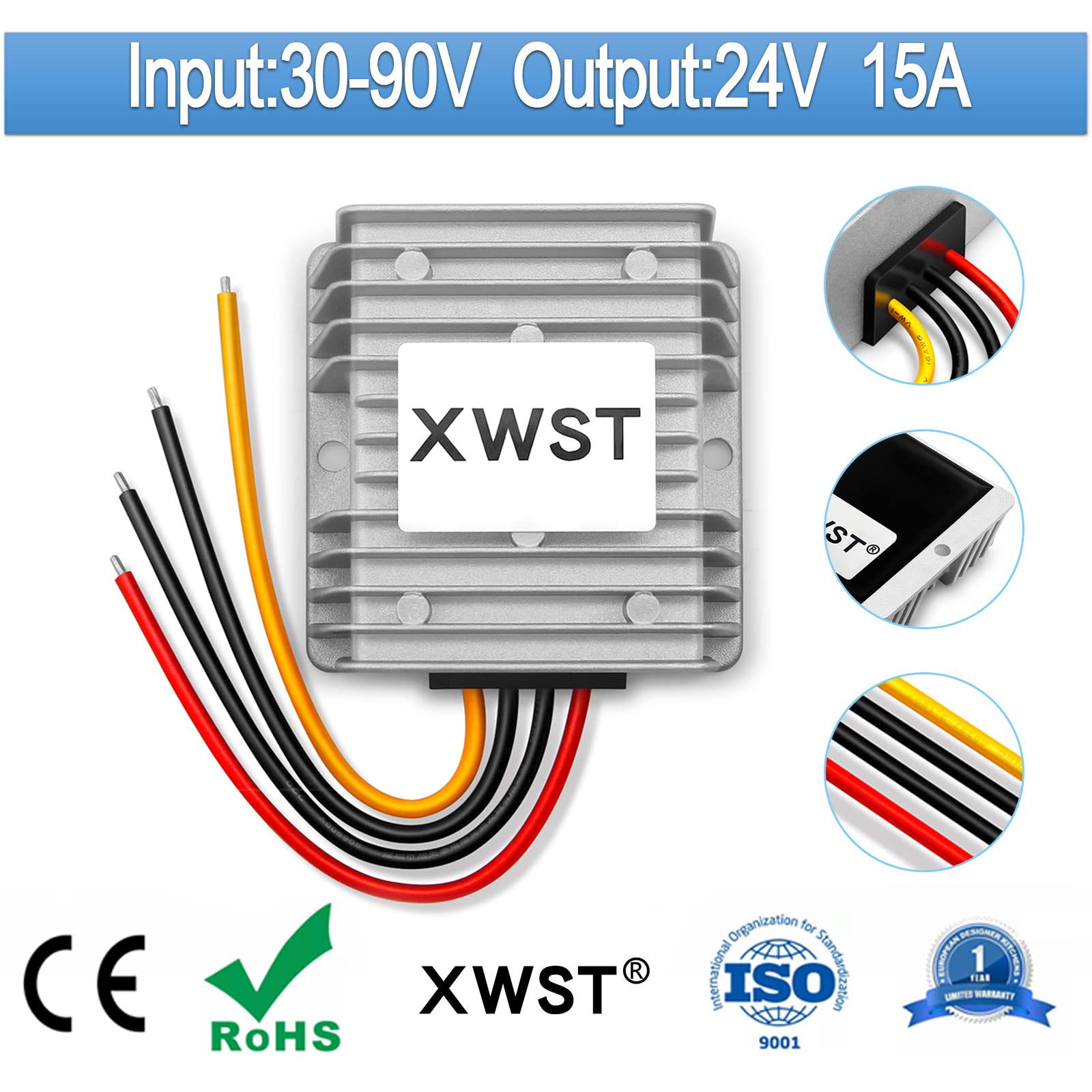 Xwst Dc Dc Converter Reducer 30 90V 24V 48V 60V 72V To 24V Dc Converter Step Down Buck 15A 360W Dc Voltage Regulator For Golf Ca