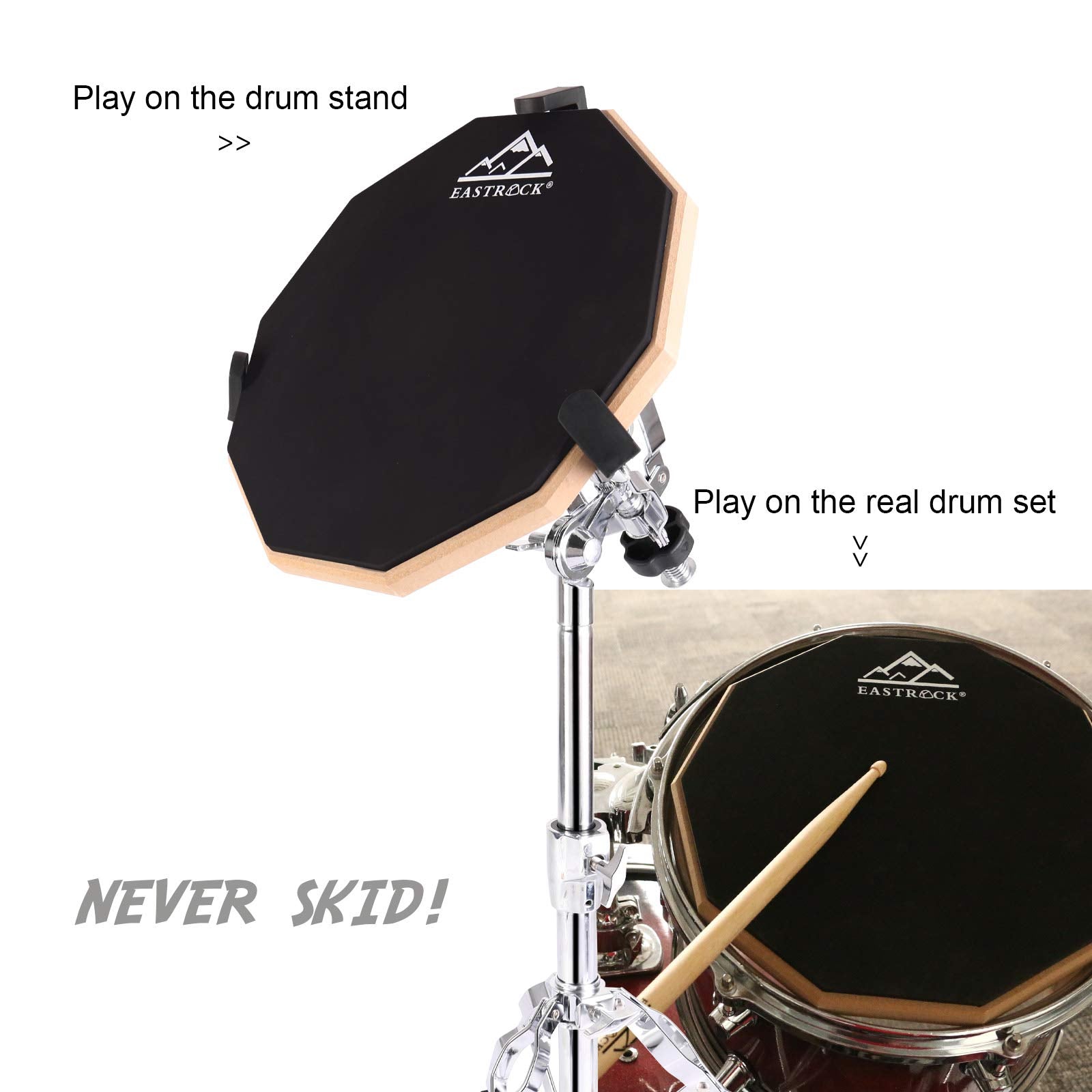Eastrock Practice Drum Pad, 11 Inches Double Sided Silent Drum Pad, Silicone Dumb Drum With Drumsticks And Storage Bag For Begin