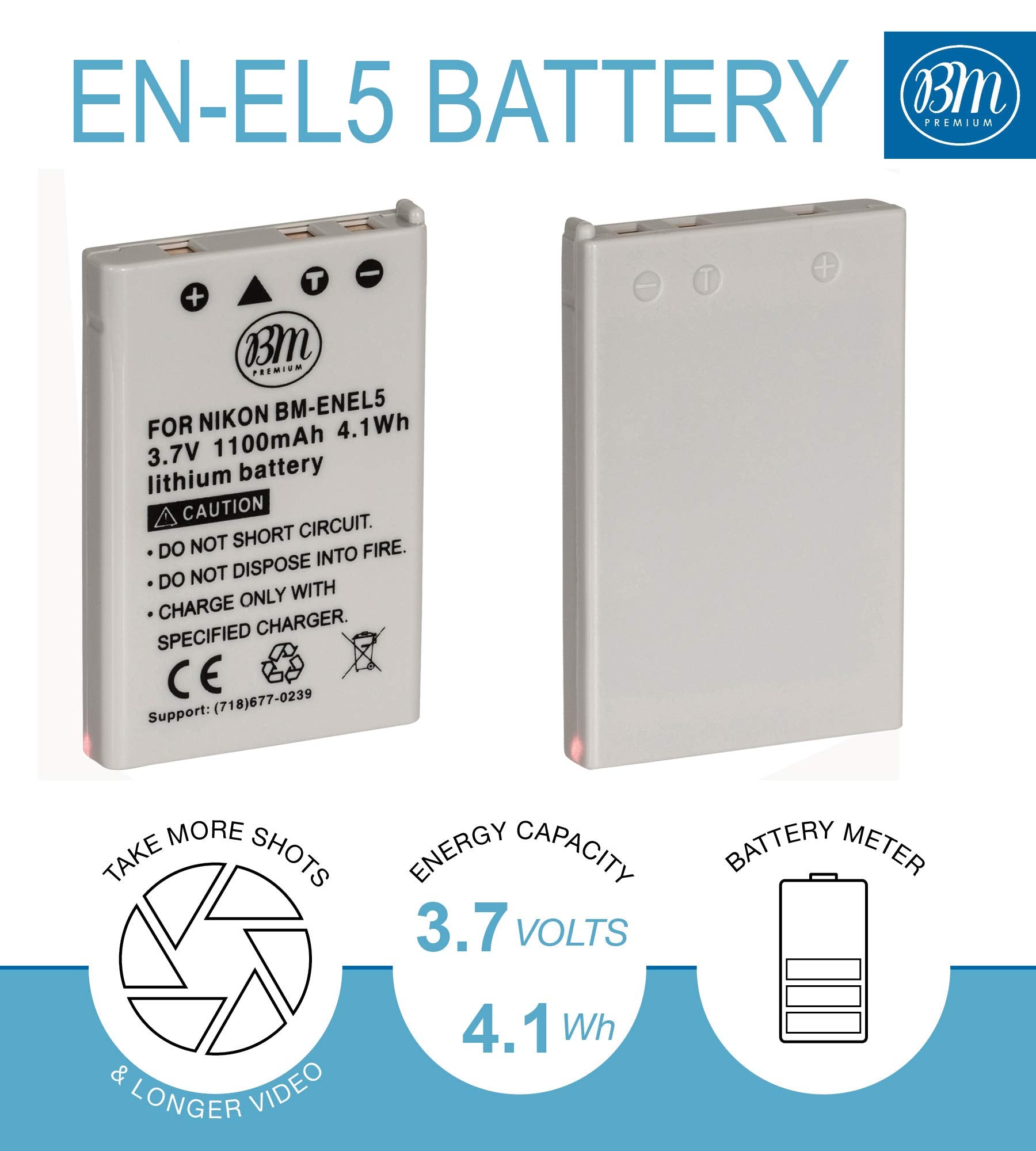 BM Premium EN EL5 Battery for Nikon Coolpix P80, P90, P100, P500, P510, P520, P530 Digital Camera