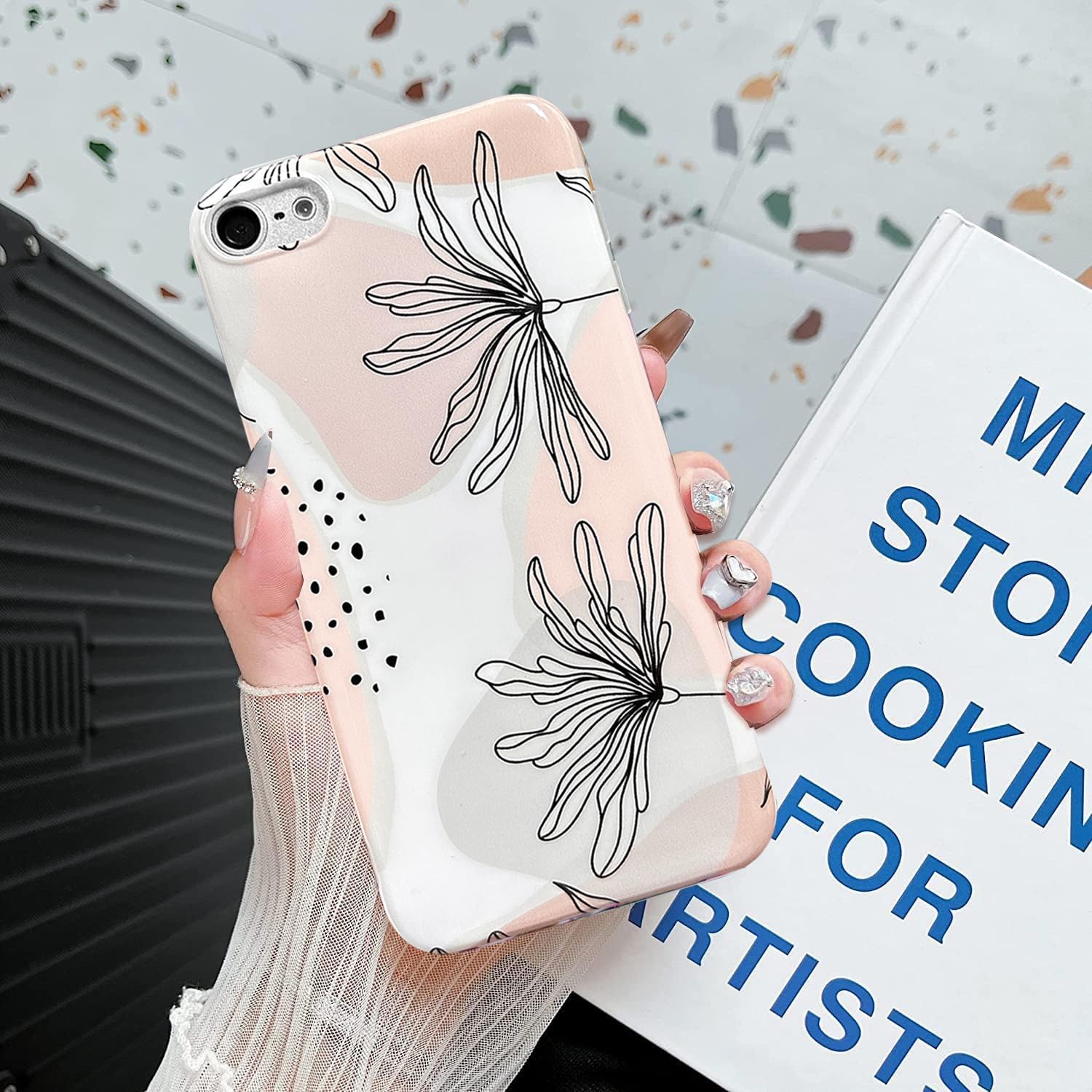 J.West Ipod Touch 7 Case, Ipod Touch 6 & 5 Case,Soft Boho Case With Floral Pattern Case Cover Modern Slim Silicone Bumper Shell