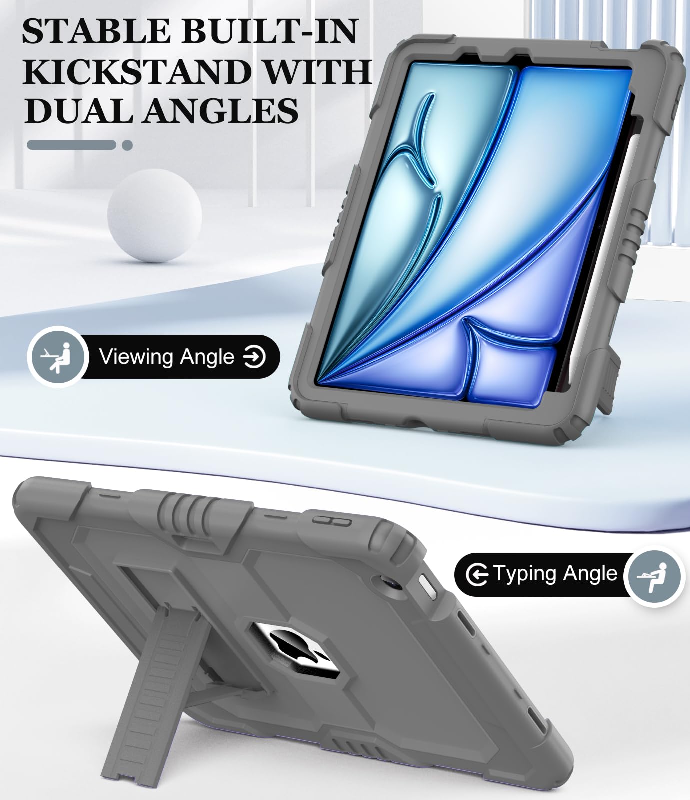 Okp Case For Ipad Air 11 Inch M2 2024 (Air 6Th), For Ipad Air 5Th/ 4Th Generation (2022/2020) 10.9'', Heavy Duty Rugged Air 6 5