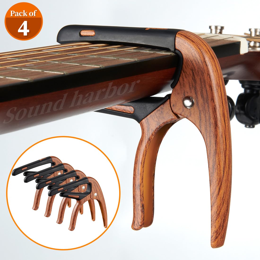 Guitar Capo For Acoustic And Electric 6 String Guitars (4 Pack Roswood Capo)