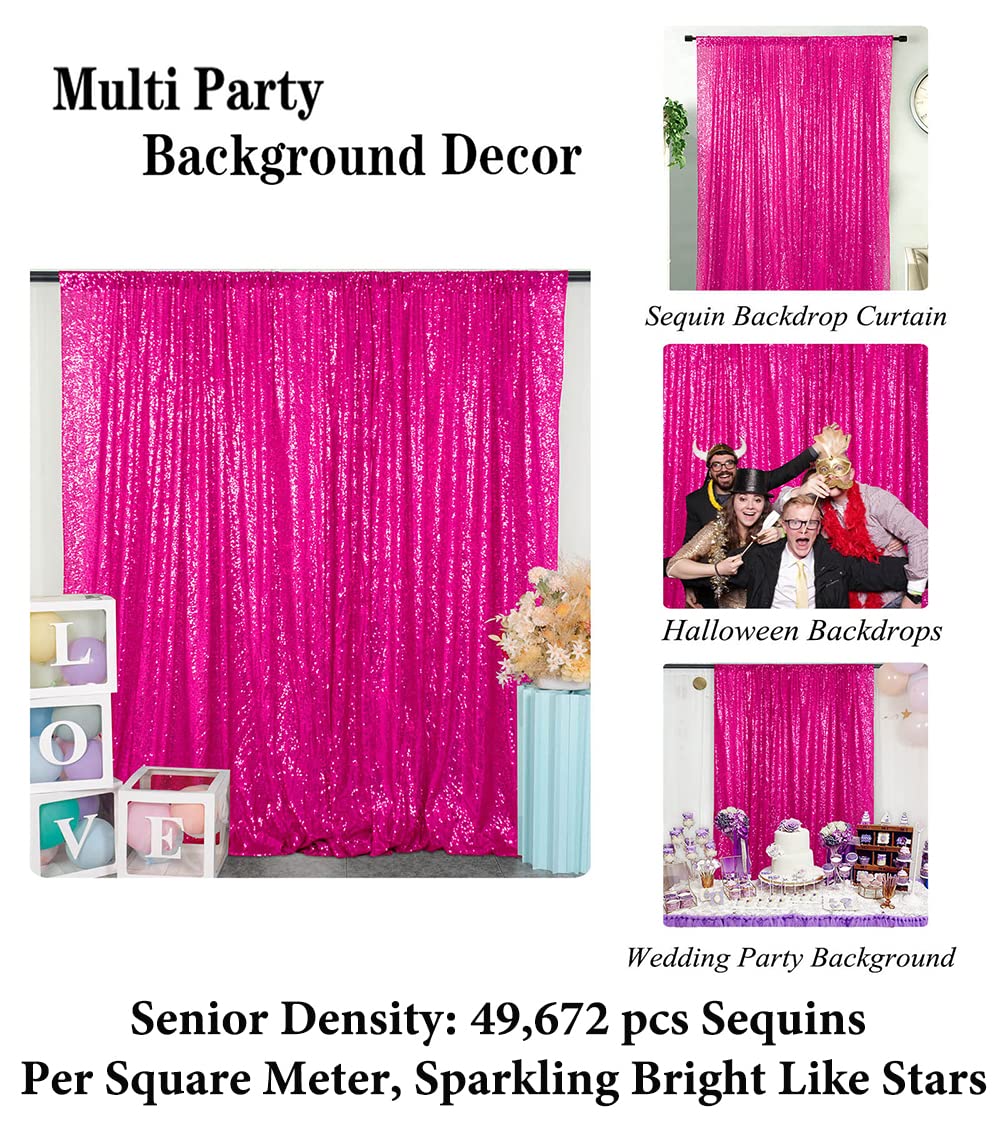 Duobao Sequin Backdrop 10X10 Ft Hot Pink Sequin Backdrop Curtain Halloween Decorations Wedding Backdrop 10 Ft Fabric Backdrop Gl