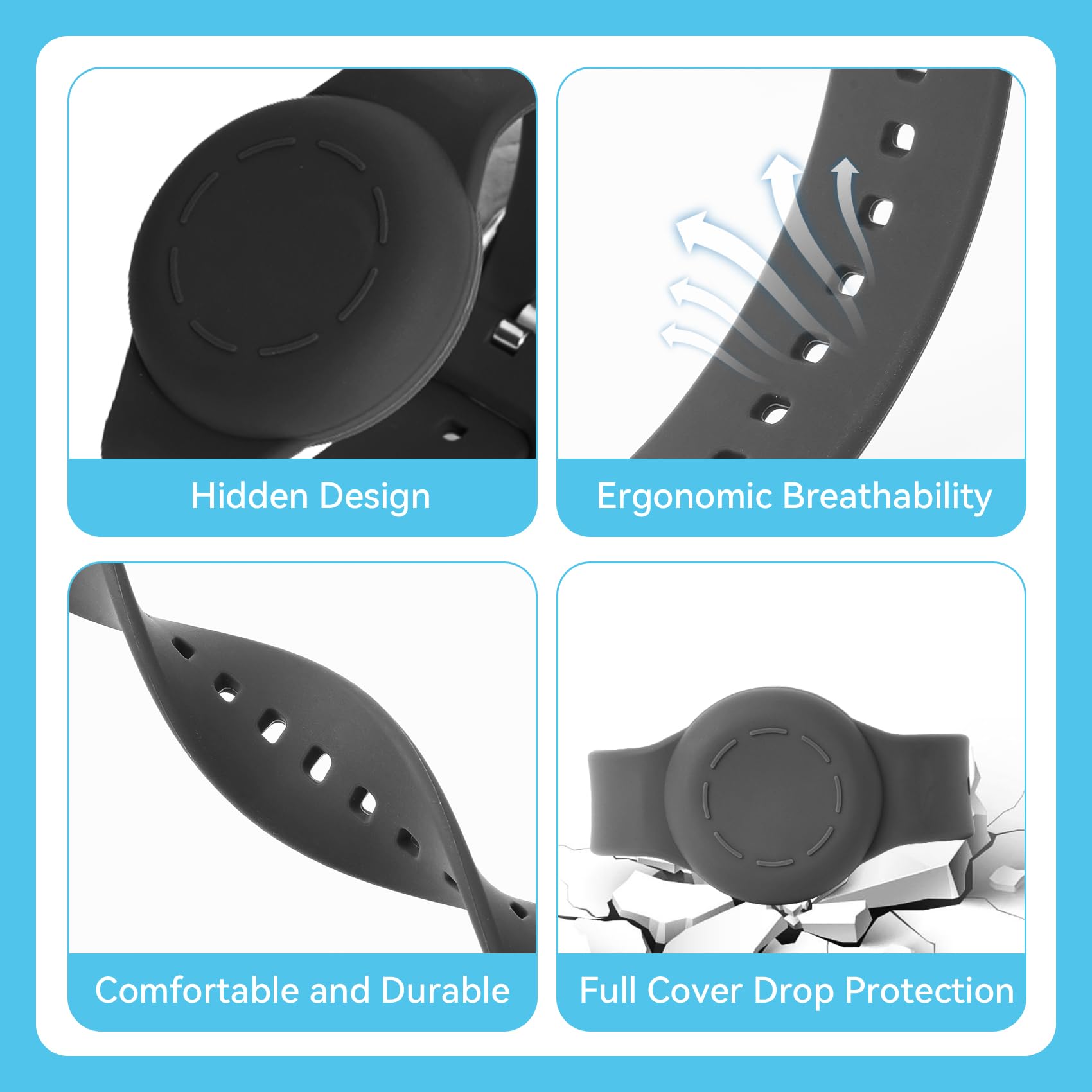 Waterproof Air-Tag Bracelet For Kids(2 Pack),Soft Silicone Air-Tag Wristband Kids For Elder Gps Tracking Tagging Watch Band,Air-