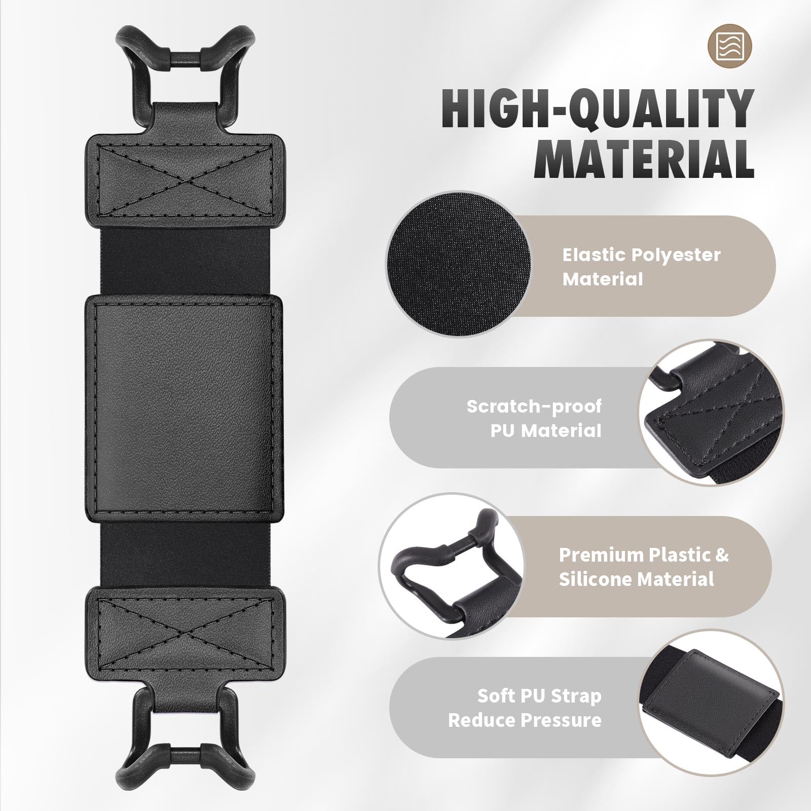 MoKo Soft Hand Strap for 6 8' Kindle eReaders Fire Tablet Kindle/Kobo/Voyaga/Sony Kindle E Book Tablet, Black High Elasticity Versatile Hand Strap Lightweight Finger Grip Holder, Black