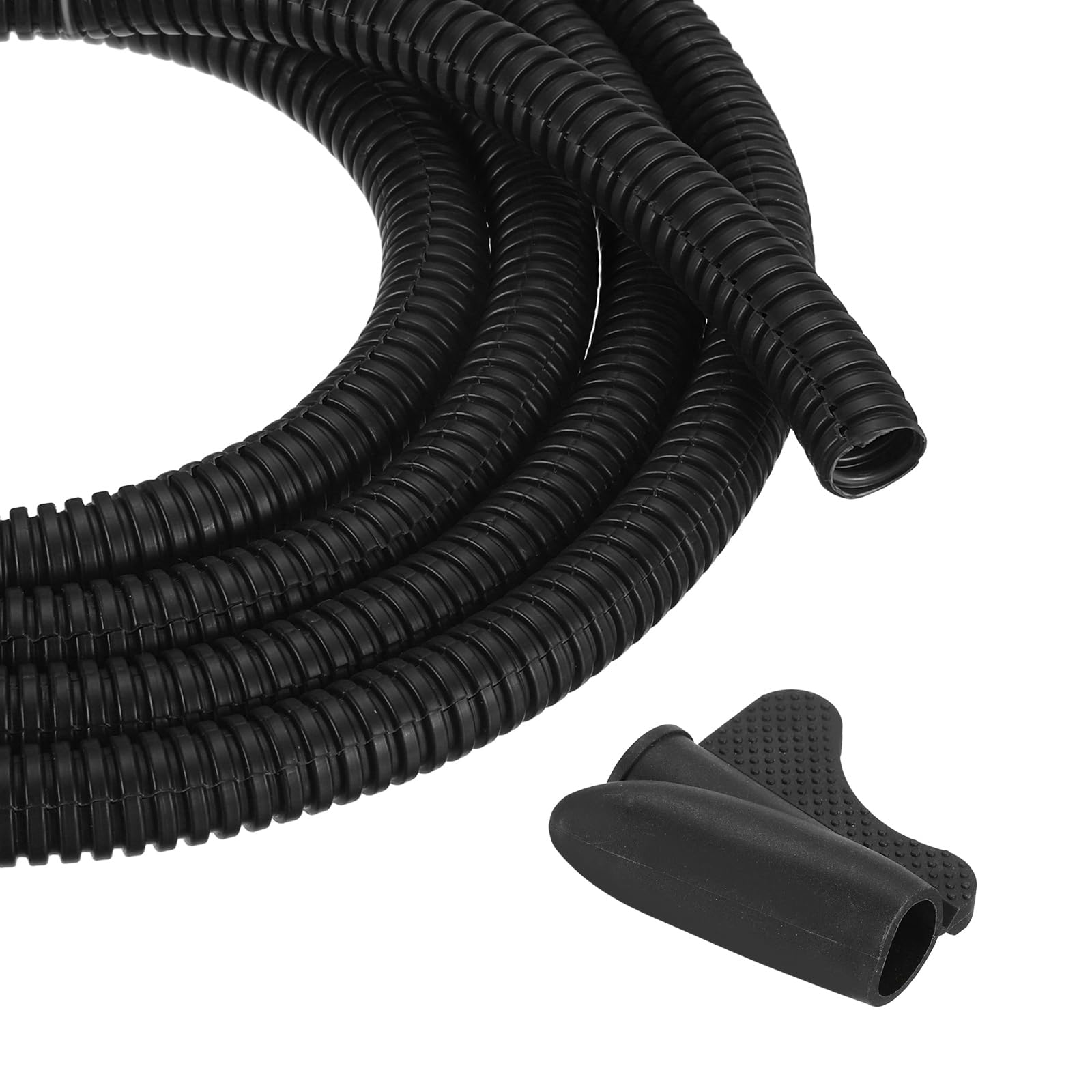Meccanixity 3/8 Inch 200Ft Split Wire Loom Tubing, Flexible Cord Protectors With Installation Tool Cable Management Sleeve Condu