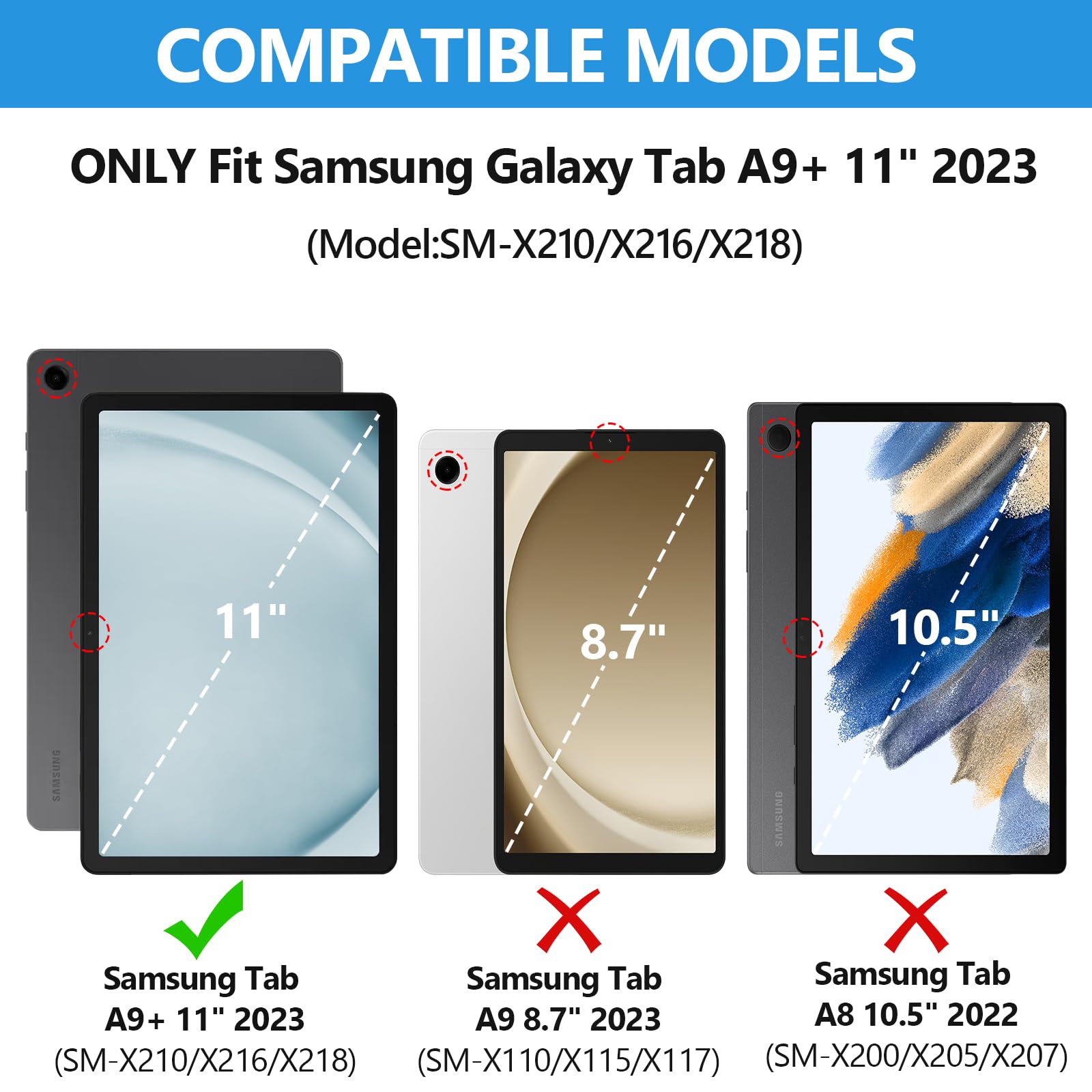 Keyboard Case For Samsung Galaxy Tab A9 Plus/A9+ 5G 11 Inch 2023, For Samsung A9 Plus Tablet Case With Detachable Wireless Bluet