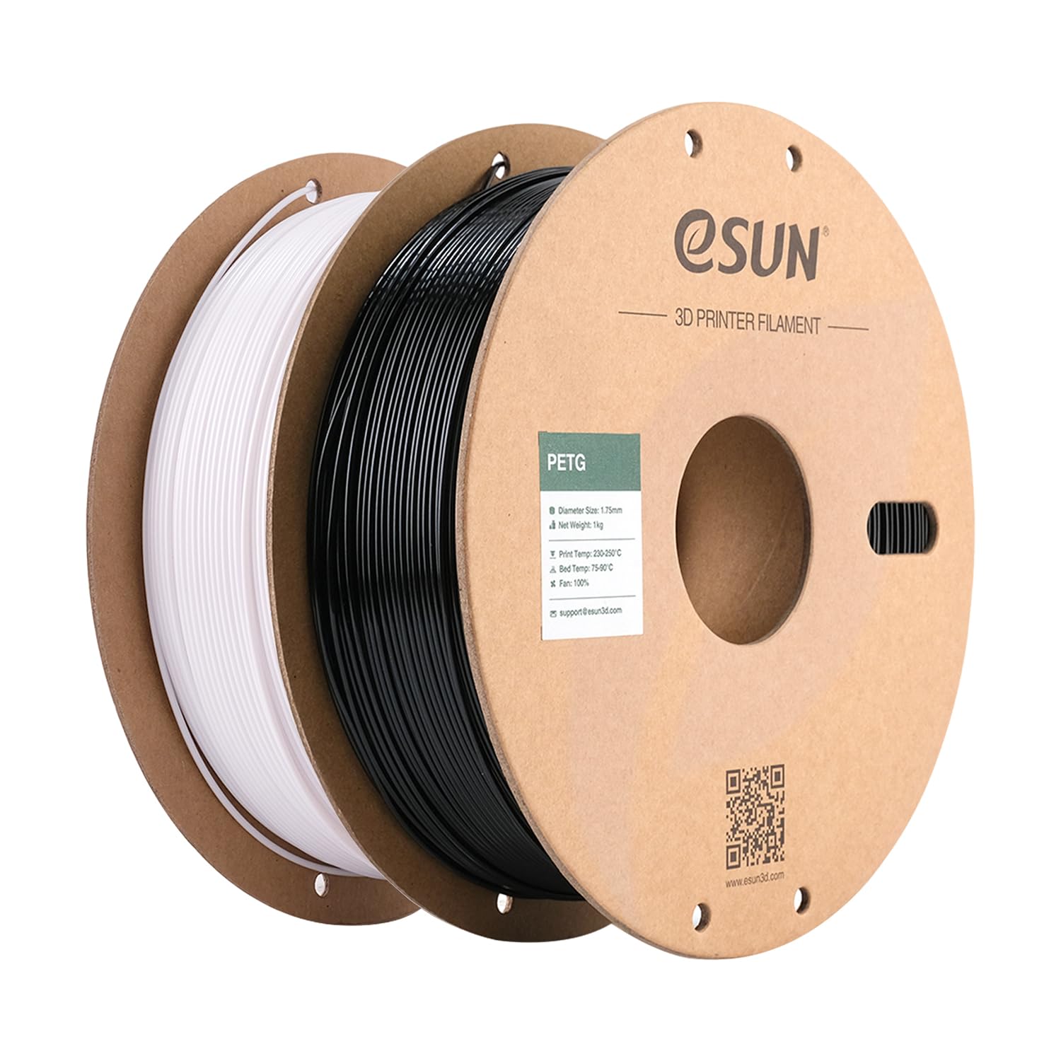 eSUN PETG Filament 1.75mm, 3D Printer Filament PETG, 1KG per Spool, 2 Spools 3D Printing Filament for 3D Printers, Solid Black +