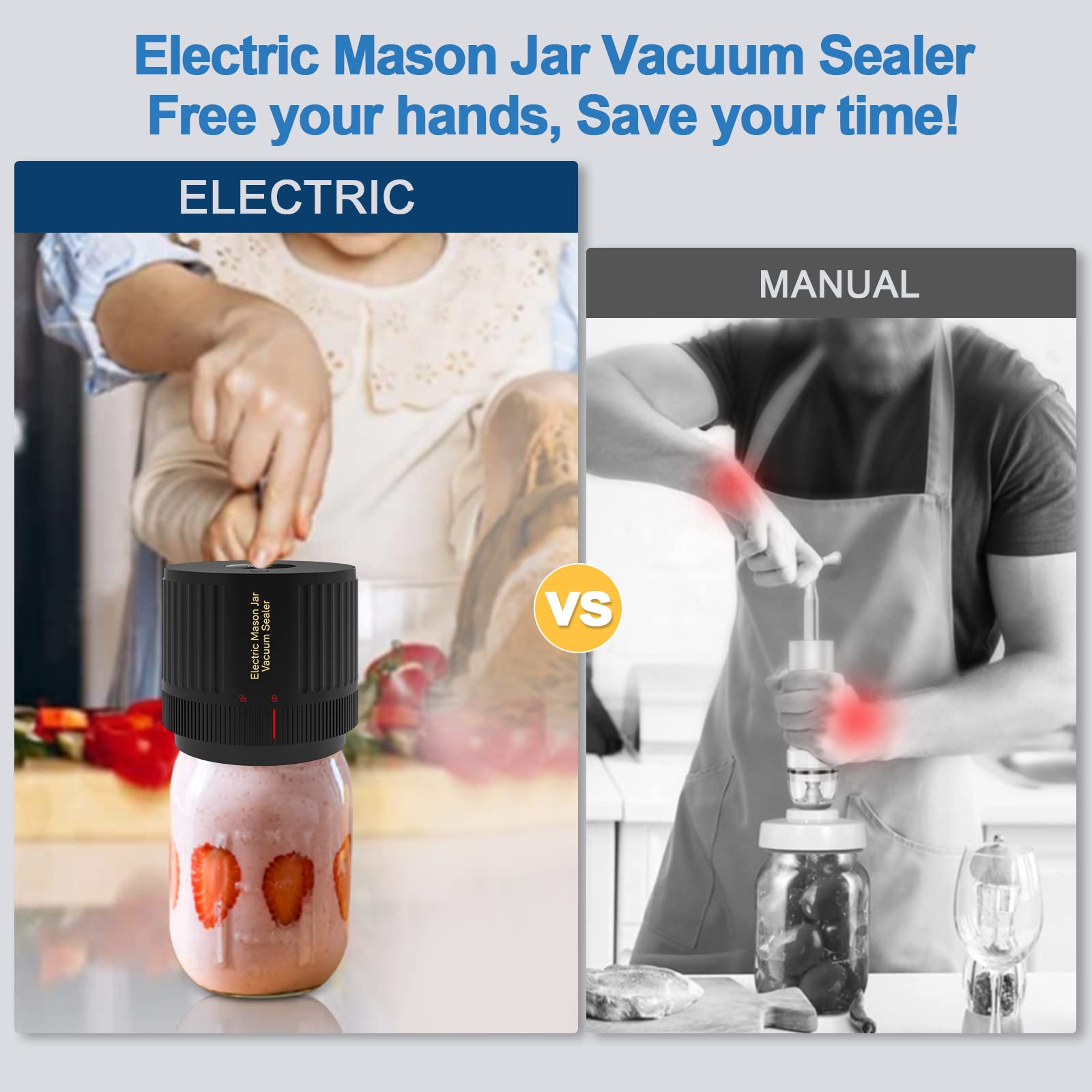 Love Moment Electric Mason Jar Vacuum Sealer Kit For Wide Mouth And Regular Mouth Mason Jars