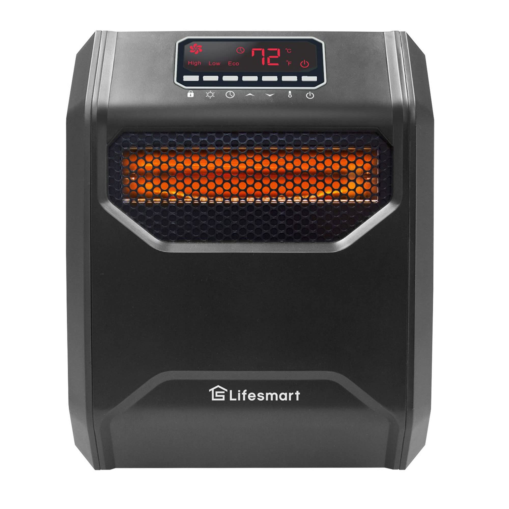 Lifesmart Infrared Space Heater, 1500 Watt W/ Remote And Digital Display, Black