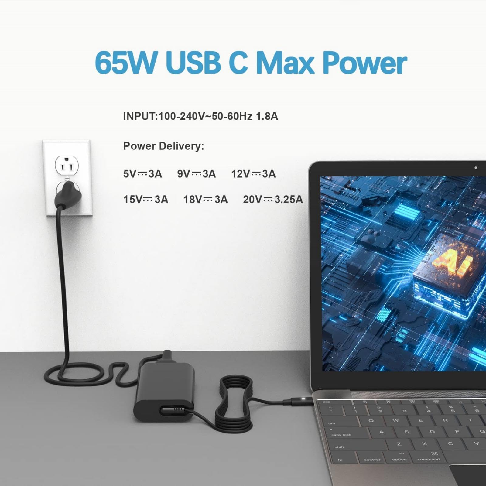 65W 45W Usb C Laptop Charger   Dell Computer Charger For Latitude 5420 7420 5520 5430 7430 5530 5540 7530 7330 7400 5440 7440 73
