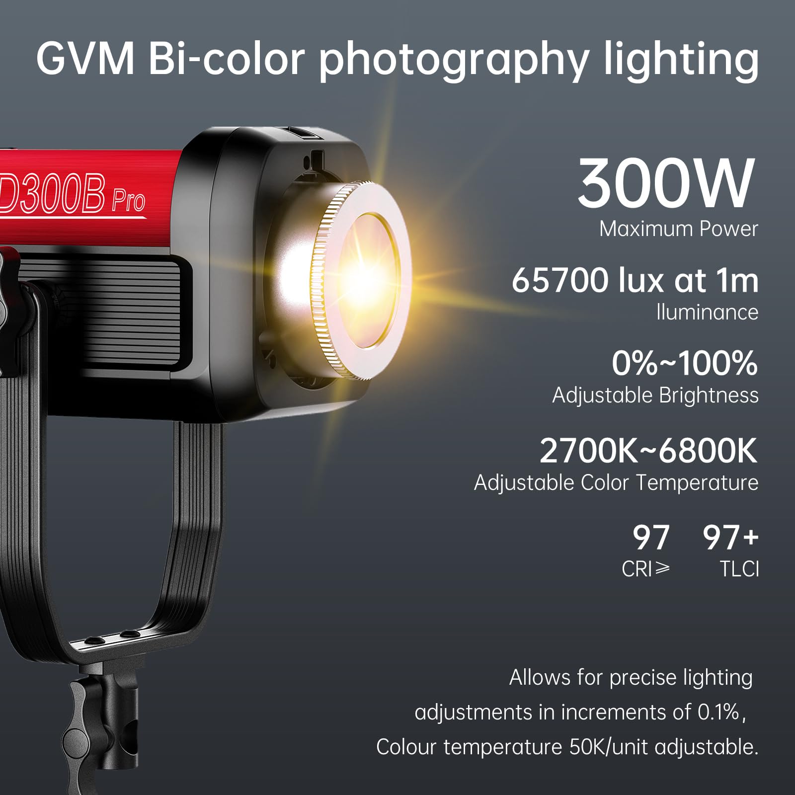 Gvm 300W Photography Lighting Bi Color Video Light With Bowens Mount Lantern Softbox And Stand Cri 97+ Cct 2700K~6800K 12 Lighti