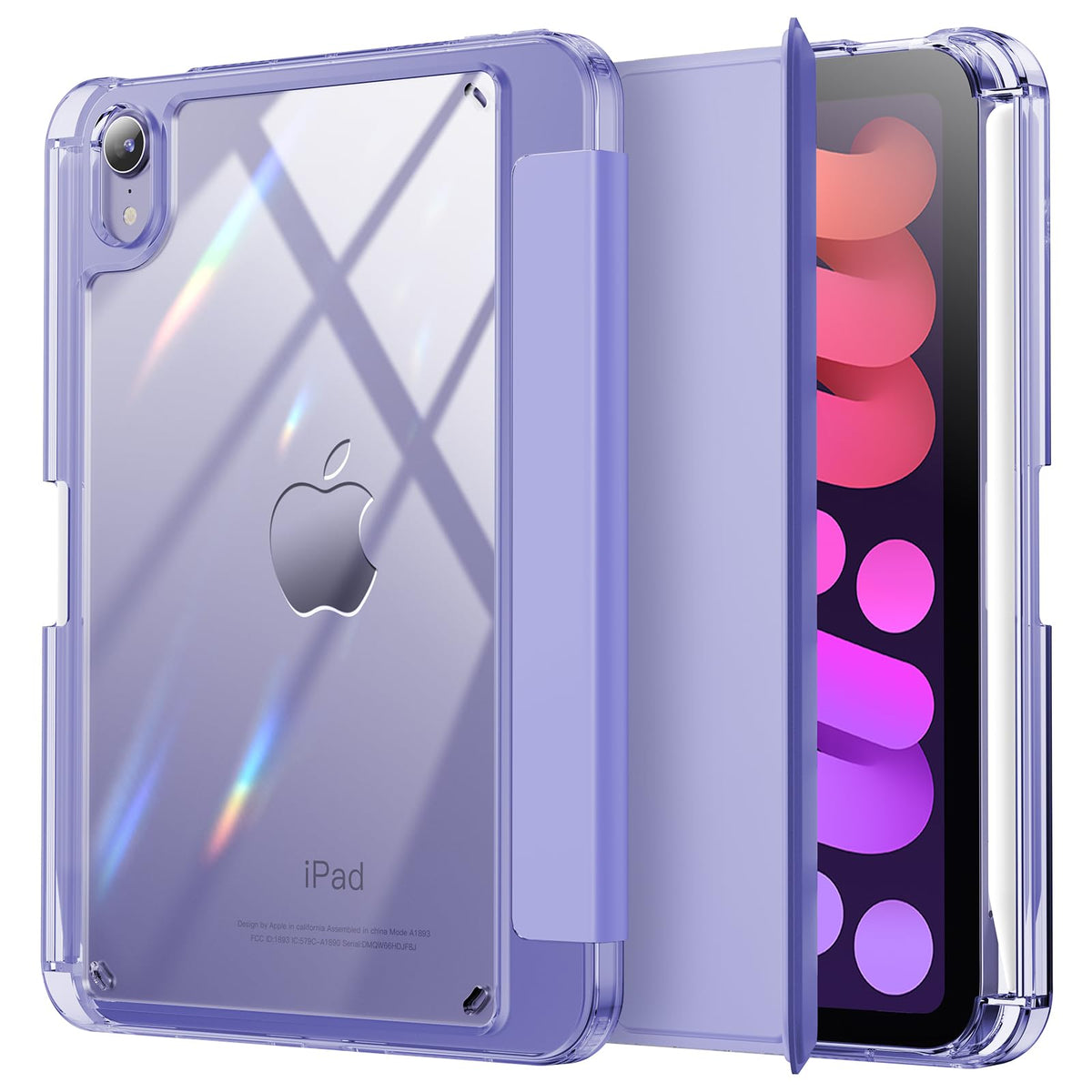 Infiland For Ipad Mini 7 Case, Ipad Mini 7Th (A17 Pro) /6Th Generation Case 8.3 Inch 2024/2021, Clear Back & Pu Leather Protective Cover With Pencil Holder Support Wireless Charging, Purple