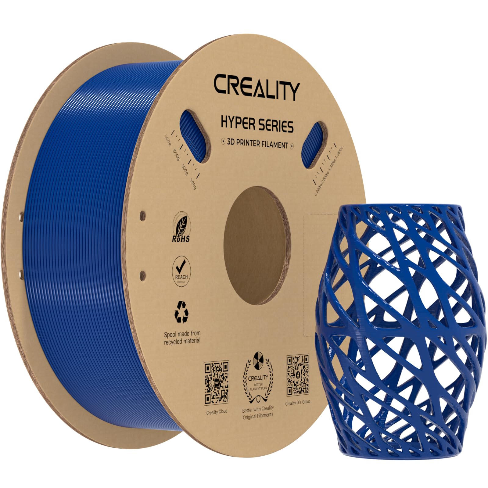 Creality Blue Petg Filament 1.75Mm For K1 Max, 3D Printer Filament Designed For High Speed 30 600Mm/S, 1Kg(2.2Lbs)/Spool Hyper P