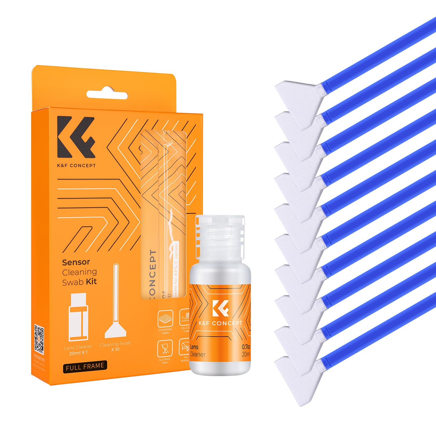 K&F Concept 24Mm Full Frame Sensor Cleaning Swab*10 + 20Ml Sensor Cleaner, Dslr Slr Digital Camera Cmos And Ccd Sensor Cleaning