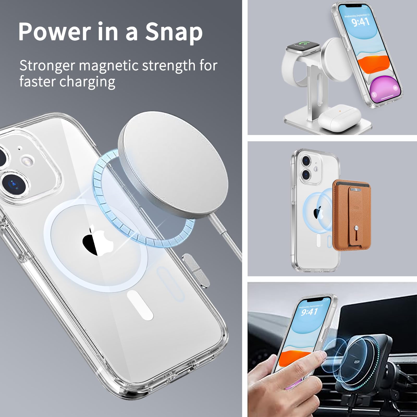 Coolqo Magnetic For Iphone 15 Case [Compatible With Magsafe] With Tempered Glass Screen Protector, Military Grade Protection, Sh