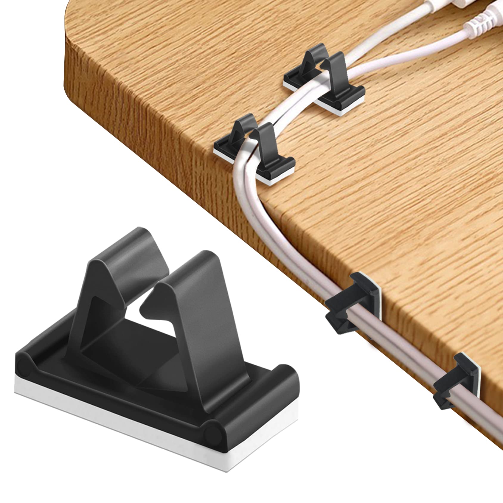 M Cable Clips Nylon Black, Electrical Cable Management Adhesive Wire Rope Clamp USB Charging Cord Organizer for Desk Car Dash Ca