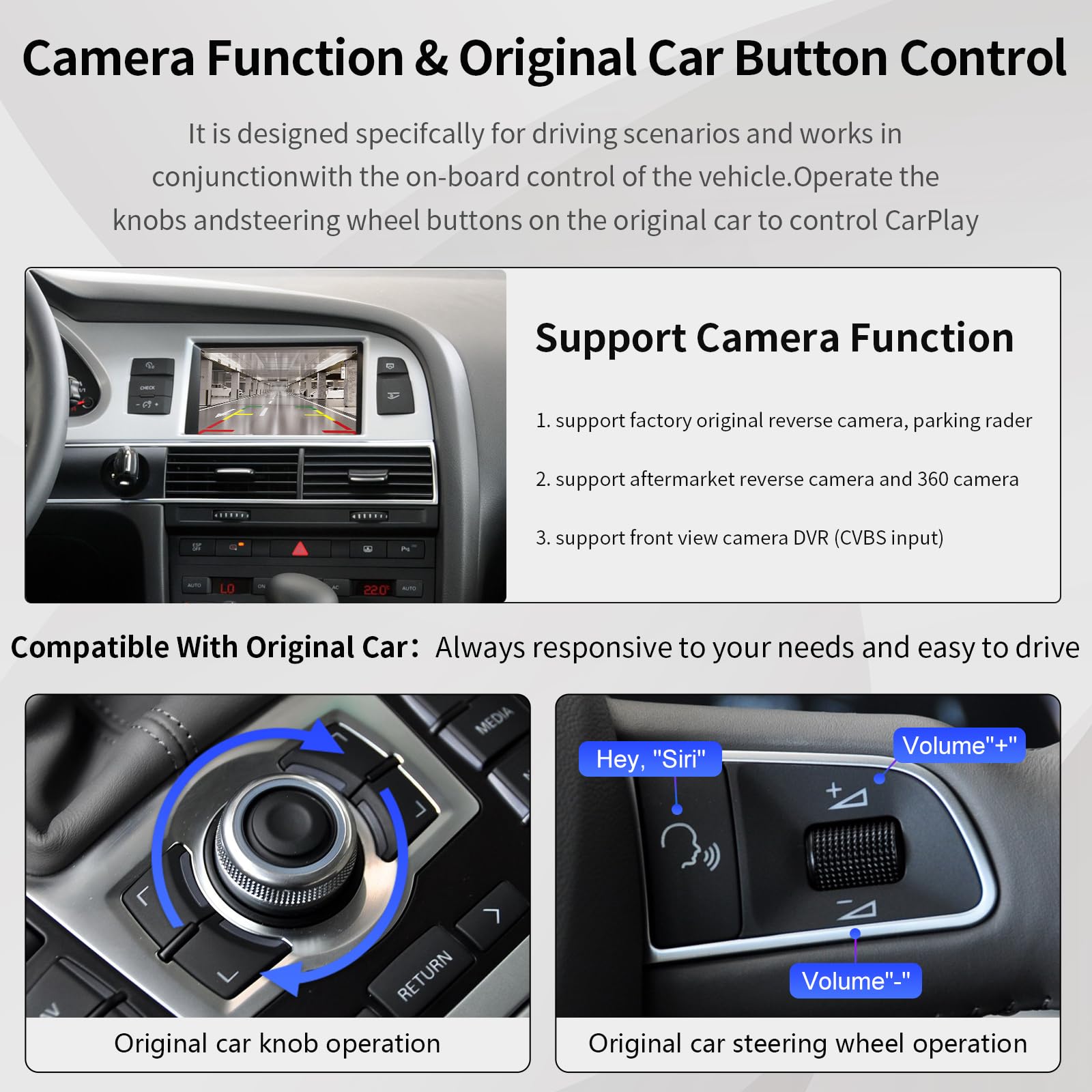 Road Top Wireless Carplay Wireless Android Auto For Audi A6 S6 (2010 2011 Year), For Audi Q7 (2010 2015 Year) With Factory Mmi 3