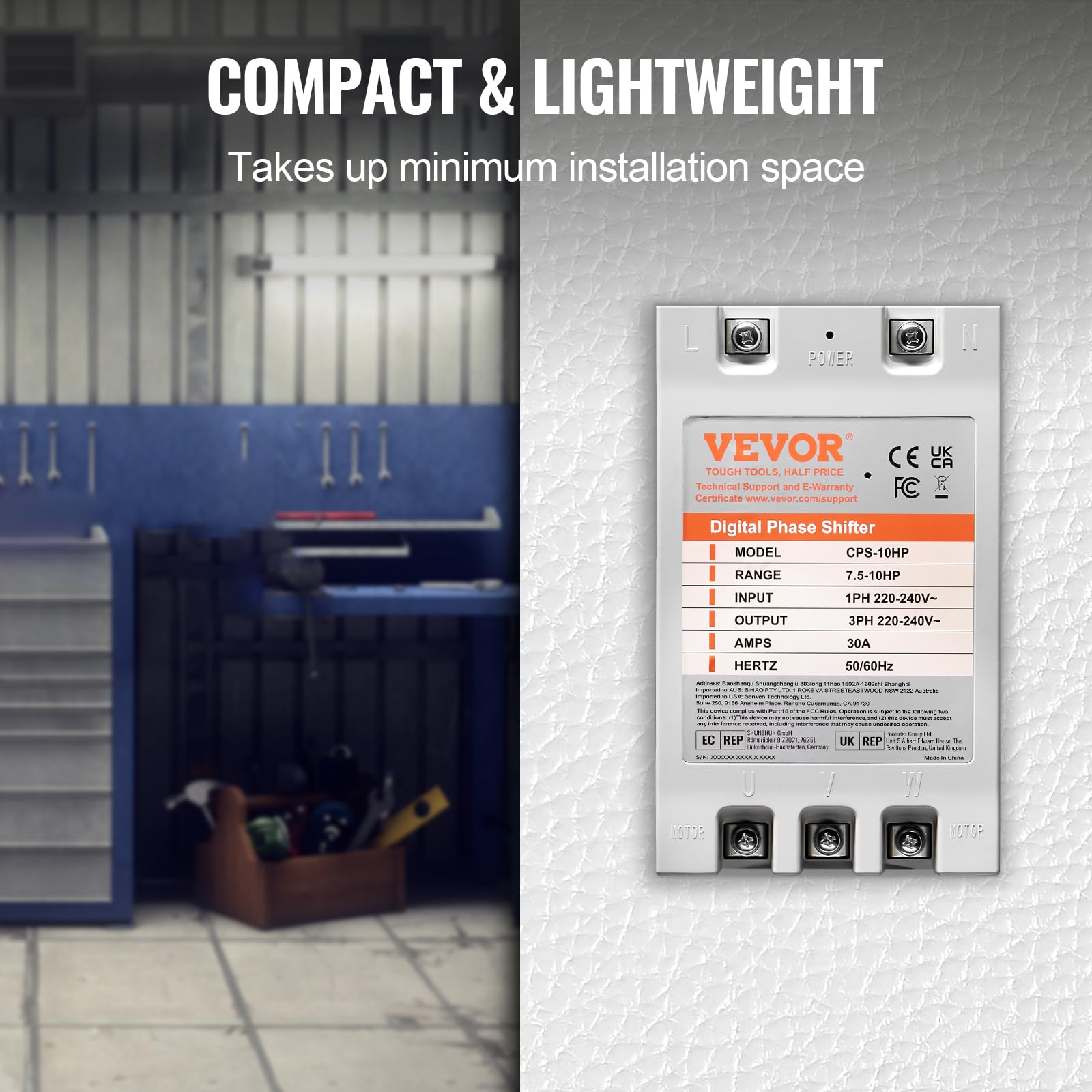 Vevor Single Phase To 3 Phase Converter   10Hp 30A 220V 240V Input/Output Digital Phase Shifter For Residential & Light Commerci